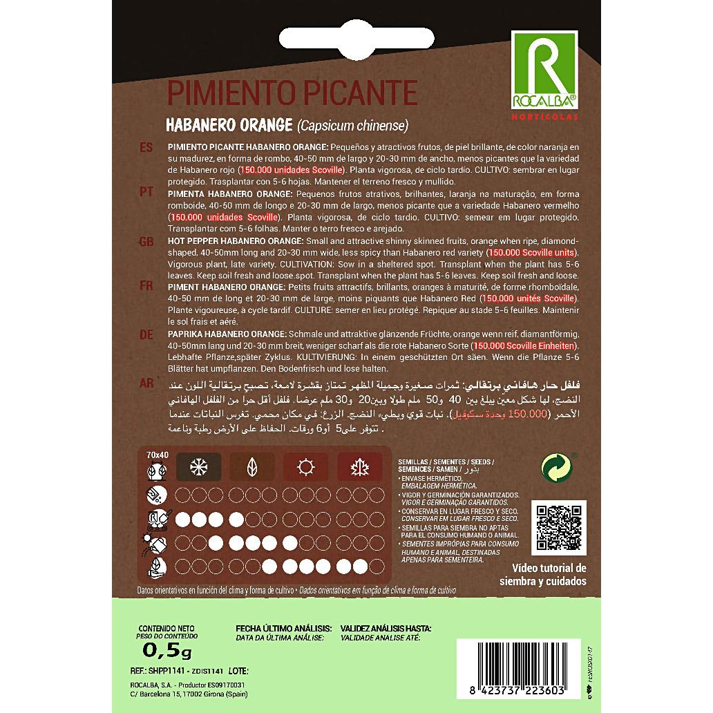 Semillas Pimiento Picante Habanero Orange Rocalba