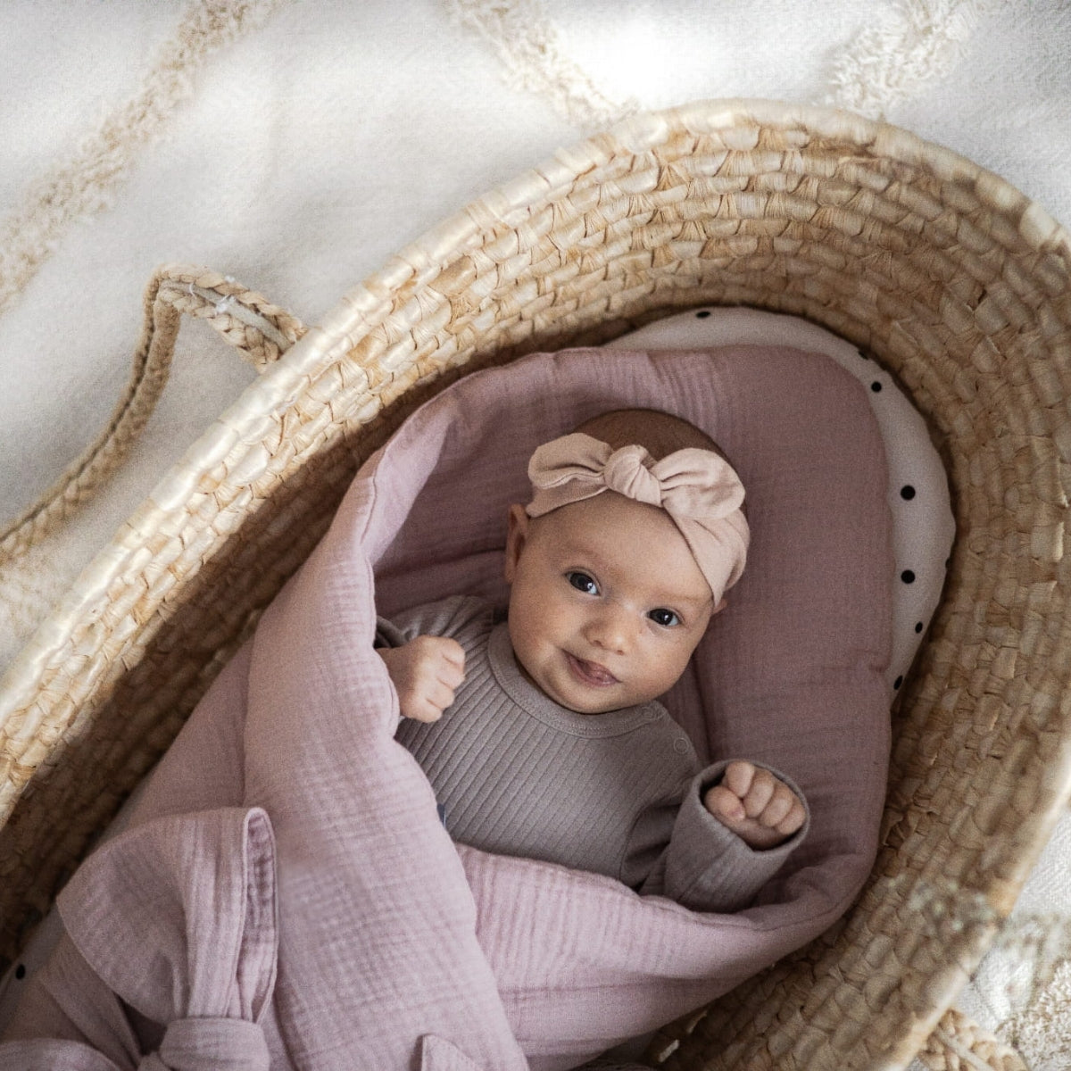 Saco Capazo Bebé Muselina Premium Rose