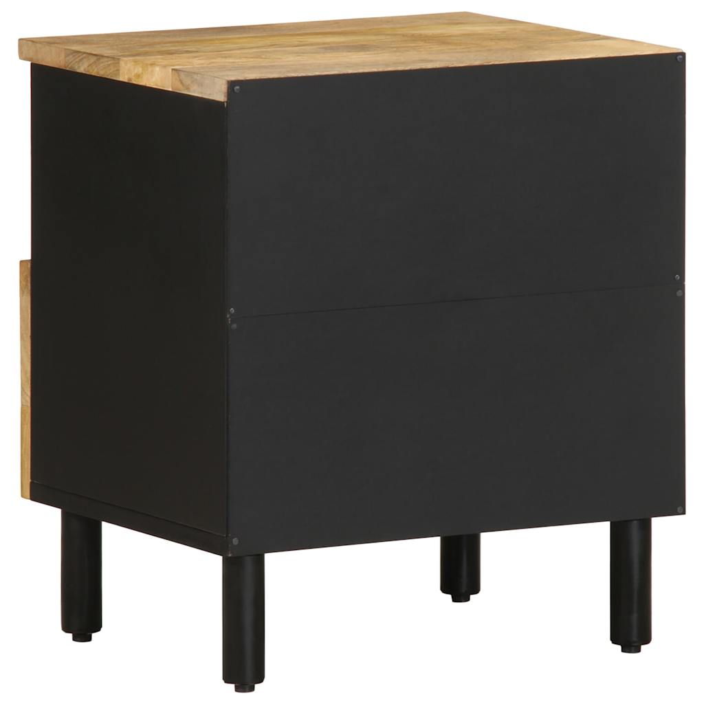Mesitas De Noche 2 Uds Madera Mango Rugosa Negro 40x33x46 Cm_4