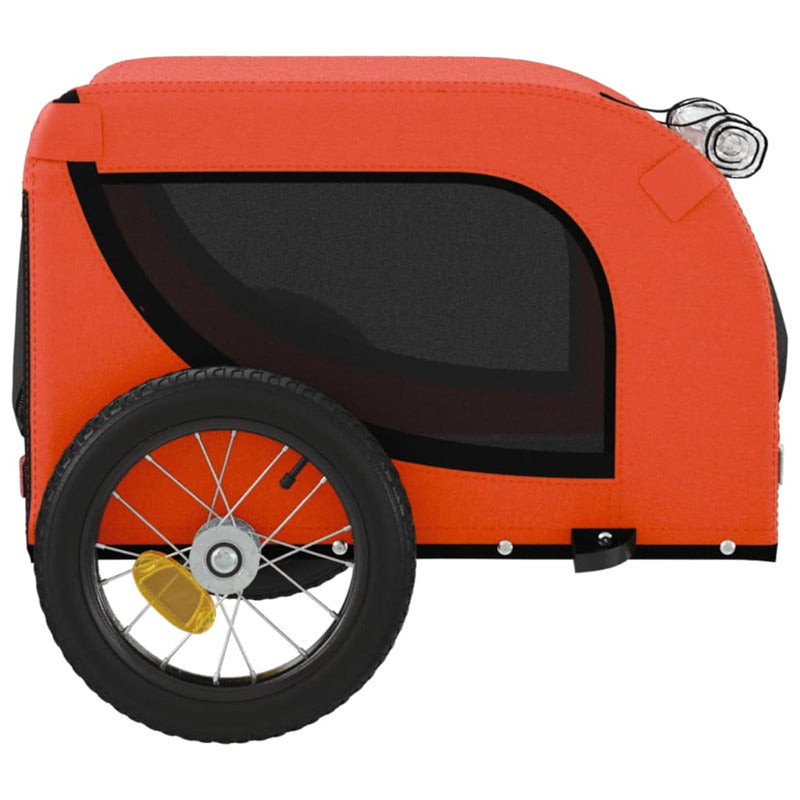 Vidaxl Remolque De Bicicleta Mascotas Hierro Tela Oxford Naranja Negro_5