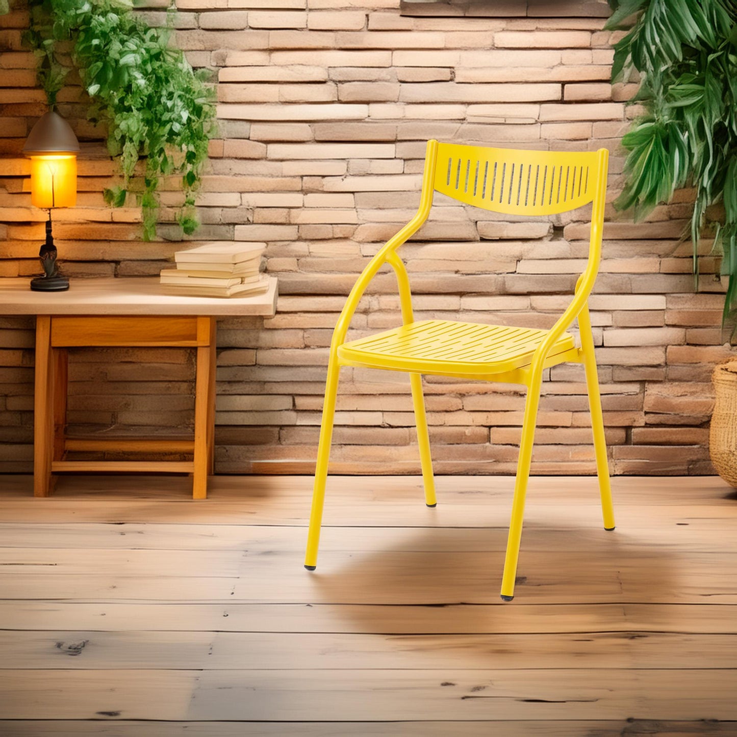 Silla Alba Amarilla De Aluminio - Moderna Y Duradera 60x55x95cm - Well Home_2