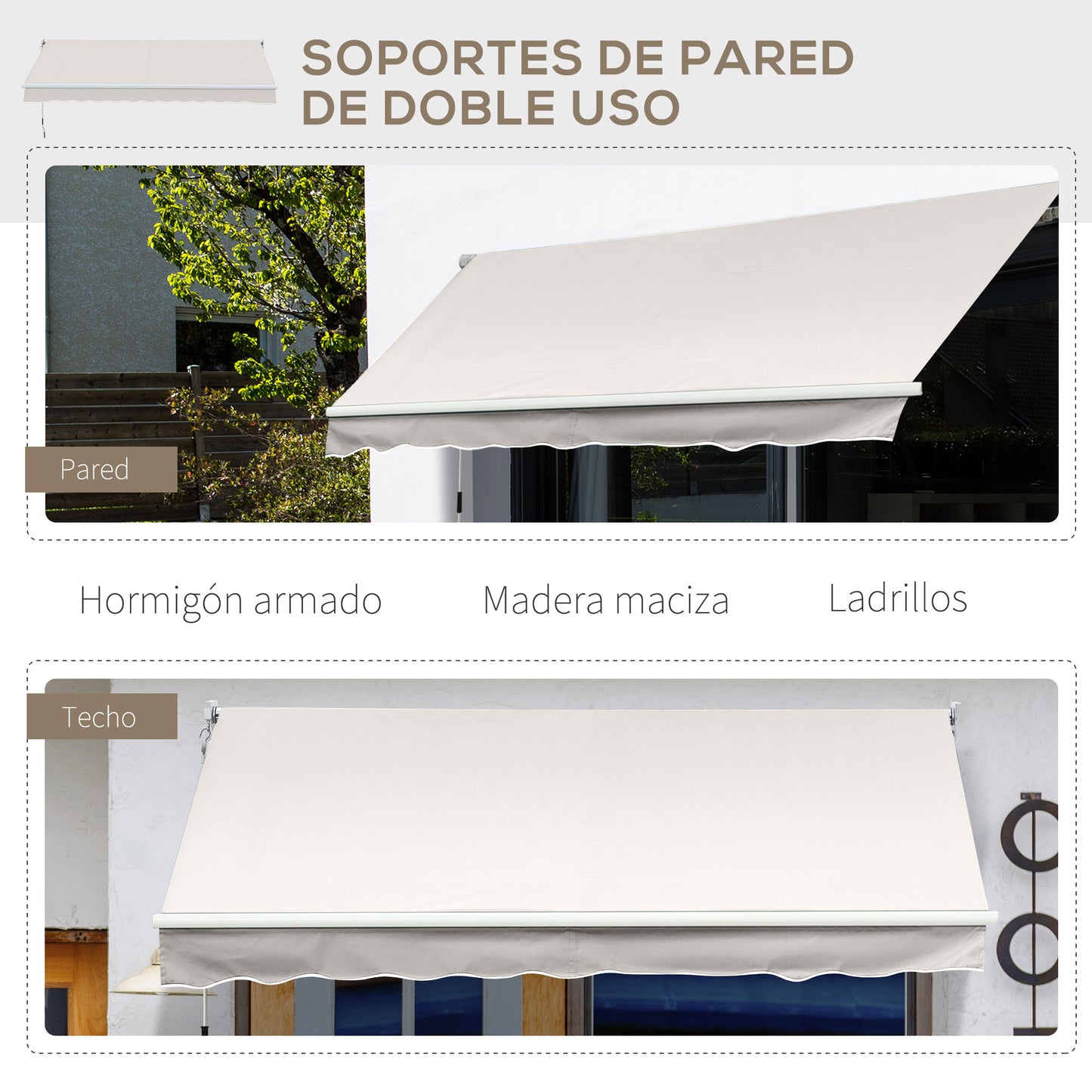Outsunny Toldo Manual Retráctil Con Manivela 200x250 Cm Protección Solar Uv50+_5
