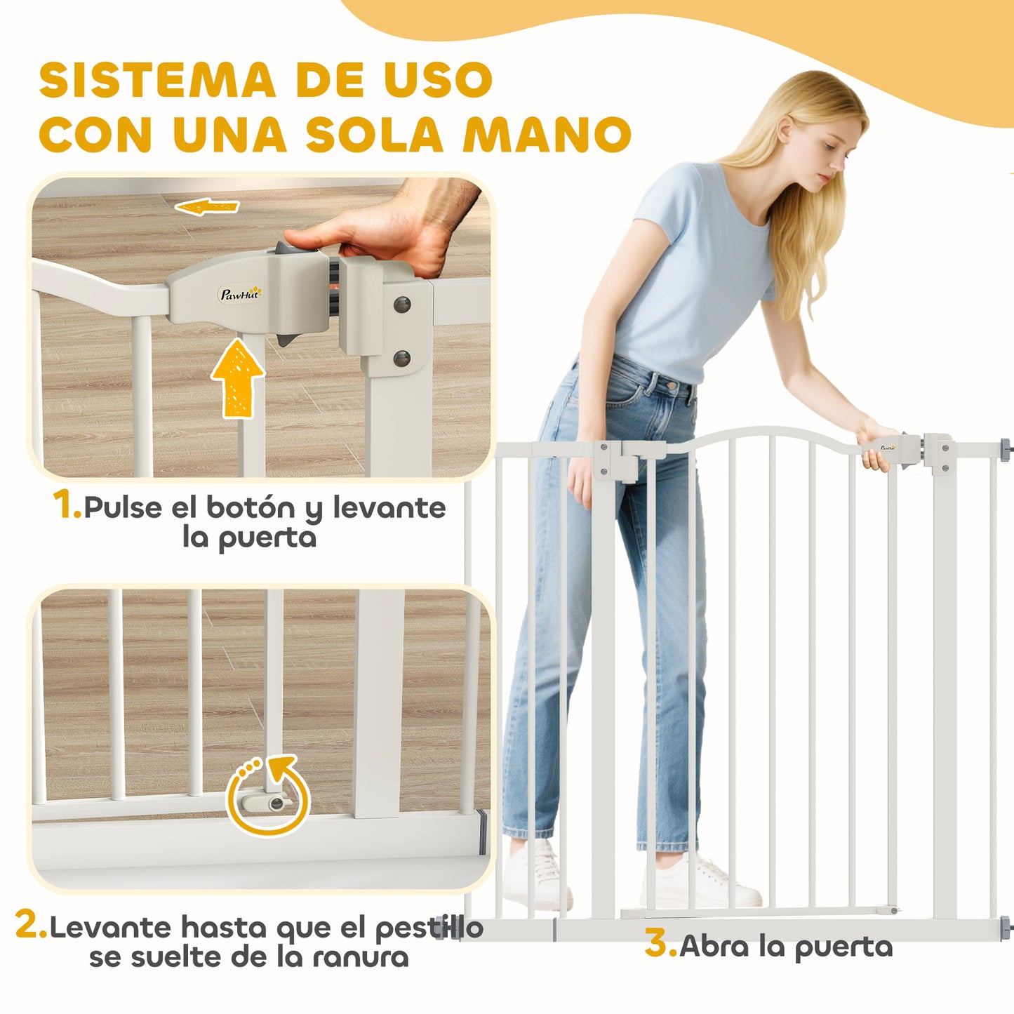 Pawhut Barrera De Seguridad Extensible Con Extensión 74-94x78 Cm Blanco_5