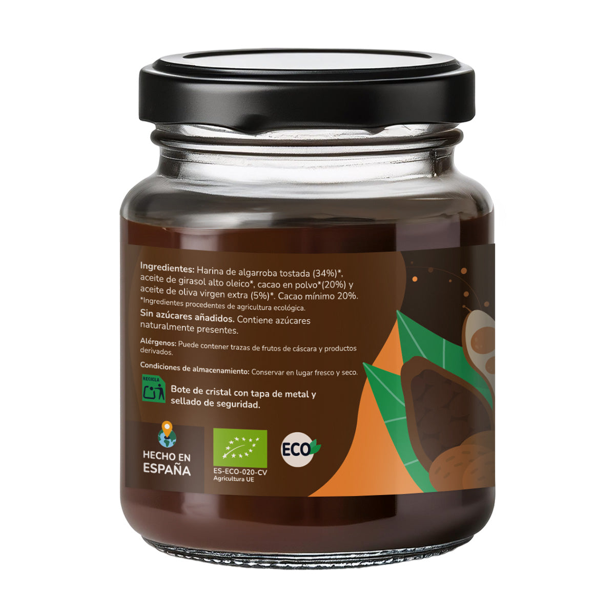 Crema de algarroba y cacao sin azúcar ECO Planeta Huerto 230 gr
