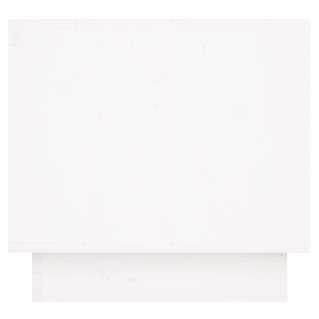 Mesita De Noche Madera Maciza De Pino Blanco 35x34x32 Cm_4