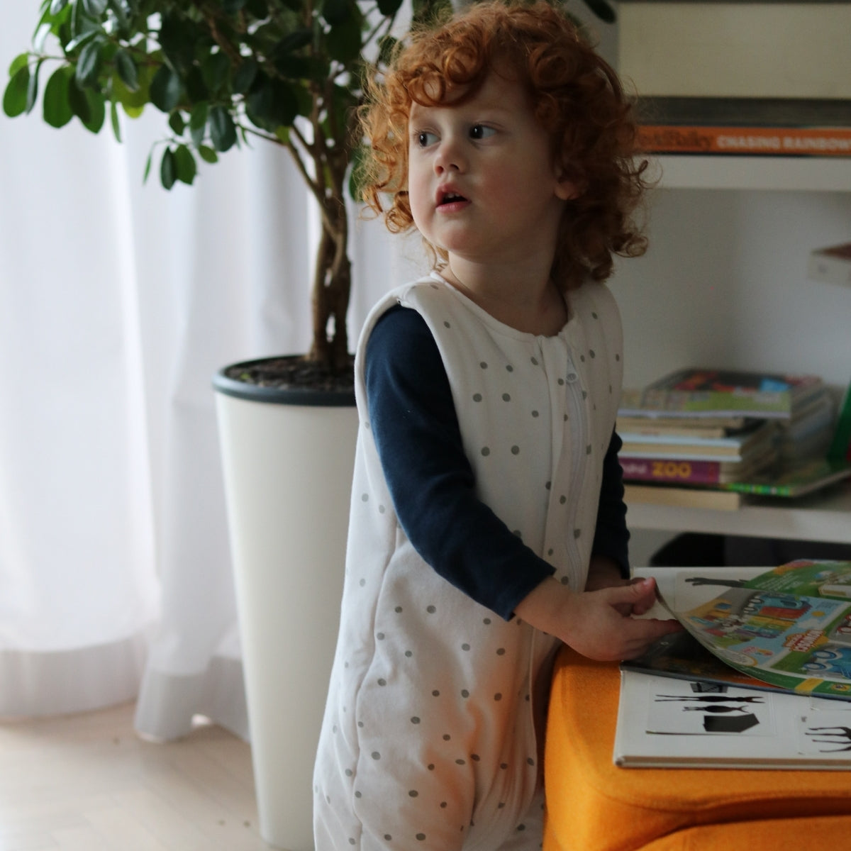Saco De Dormir Con Pies Reversible T-s Jersey Algodón Black Dots_5