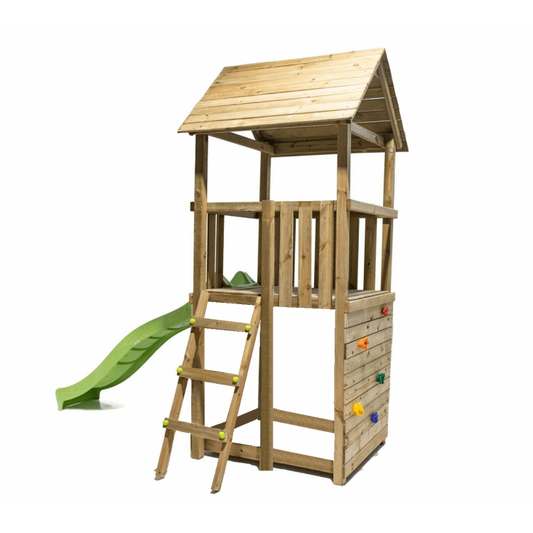 Parque Infantil Masgames Tibidabo L Techo De Madera Con Columpio Escalada: Con Arenero En La Base Y Pared De Escalada.