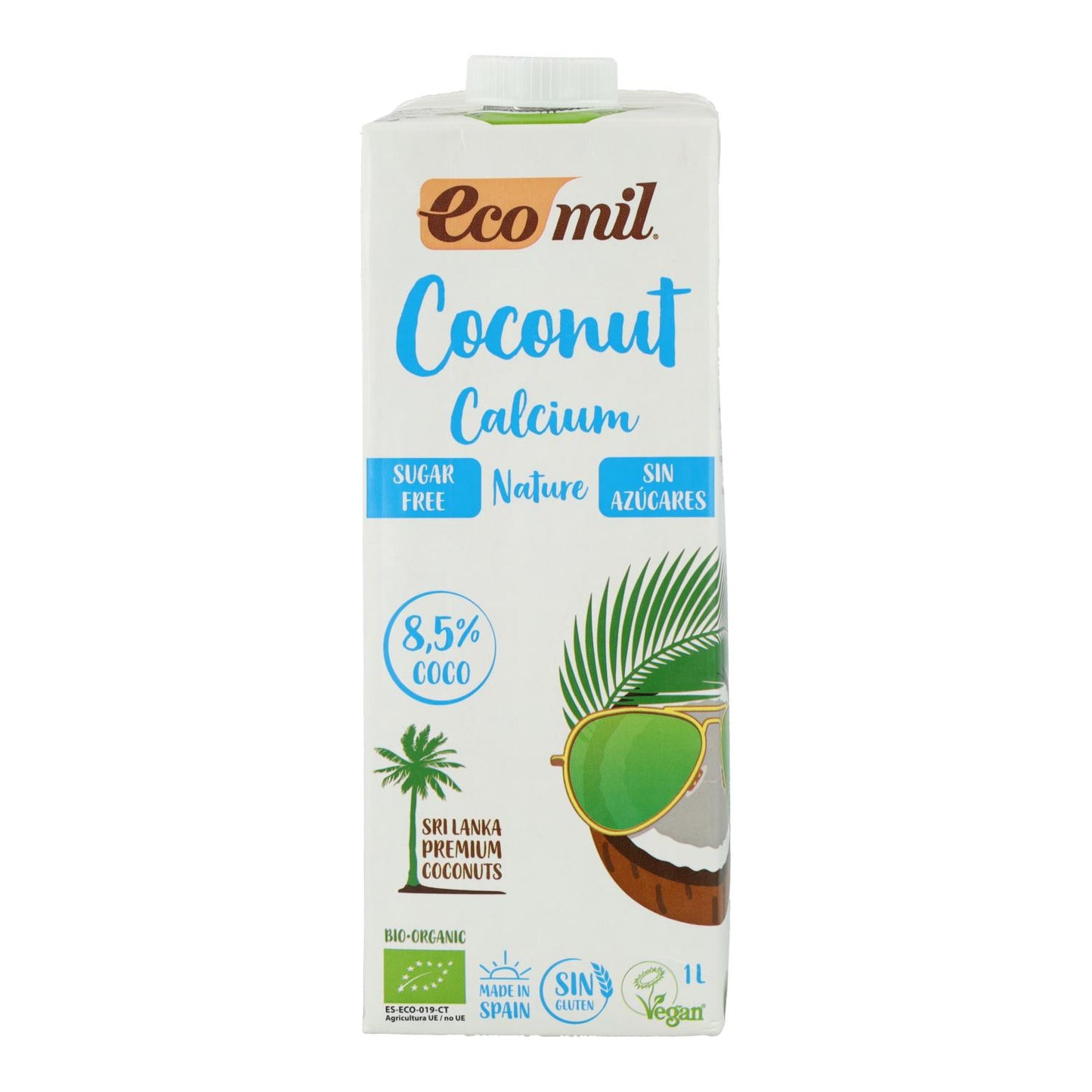 Pack 6 uds Bebida de Coco Calcio sin azúcar Ecomil 1L