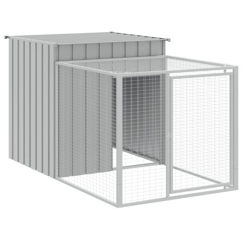 Vidaxl Gallinero Con Corral Acero Galvanizado Gris Claro 110x609x110cm_5
