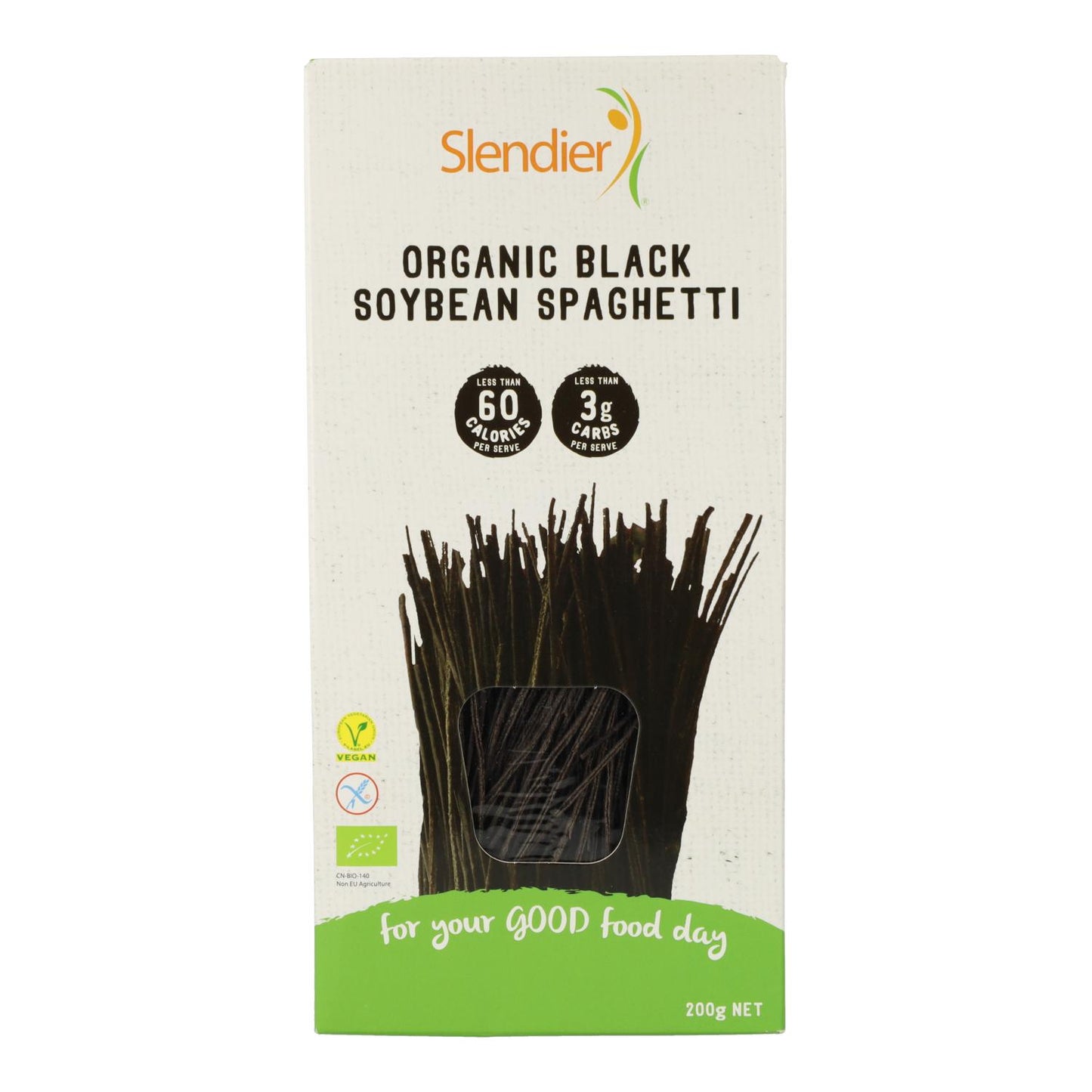 Espaguetis Veganos de Soja Negra Eco Sin Gluten Slendier 200 g