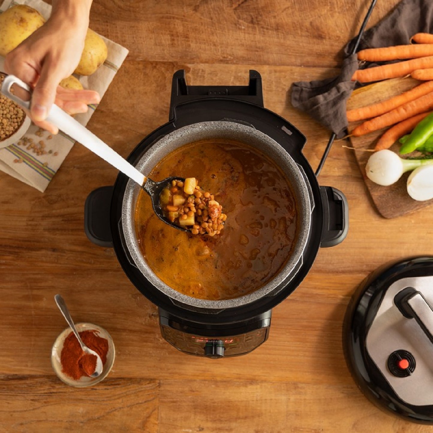 Olla Programable Con Cabezal Freidora De Aire Gm H Fry. Robot De Cocina Multifunción, 6 Litros Capacidad, Tapa Advance, Programable 24h, Temperatura_4
