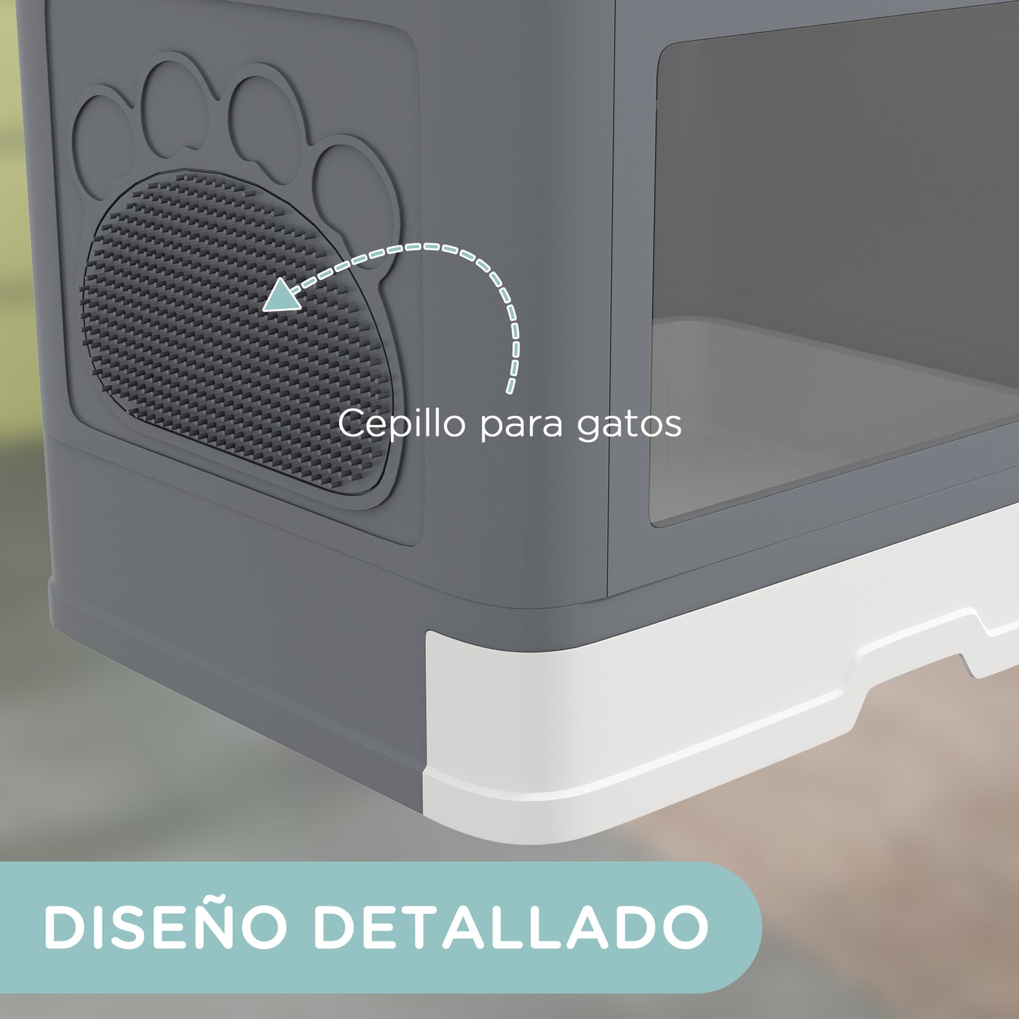 Pawhut Arenero Para Gatos Cubierto Con Caja Pala Cepillo 48,5x38x36,5cm Gris_5