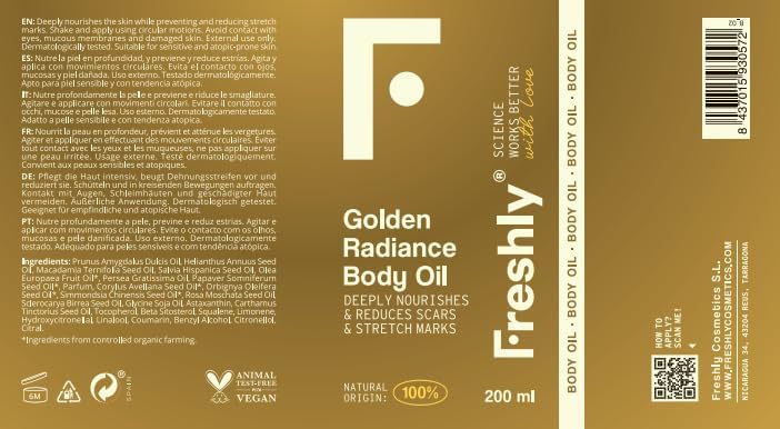 Aceite Corporal Golden Radiance Freshly 200ml