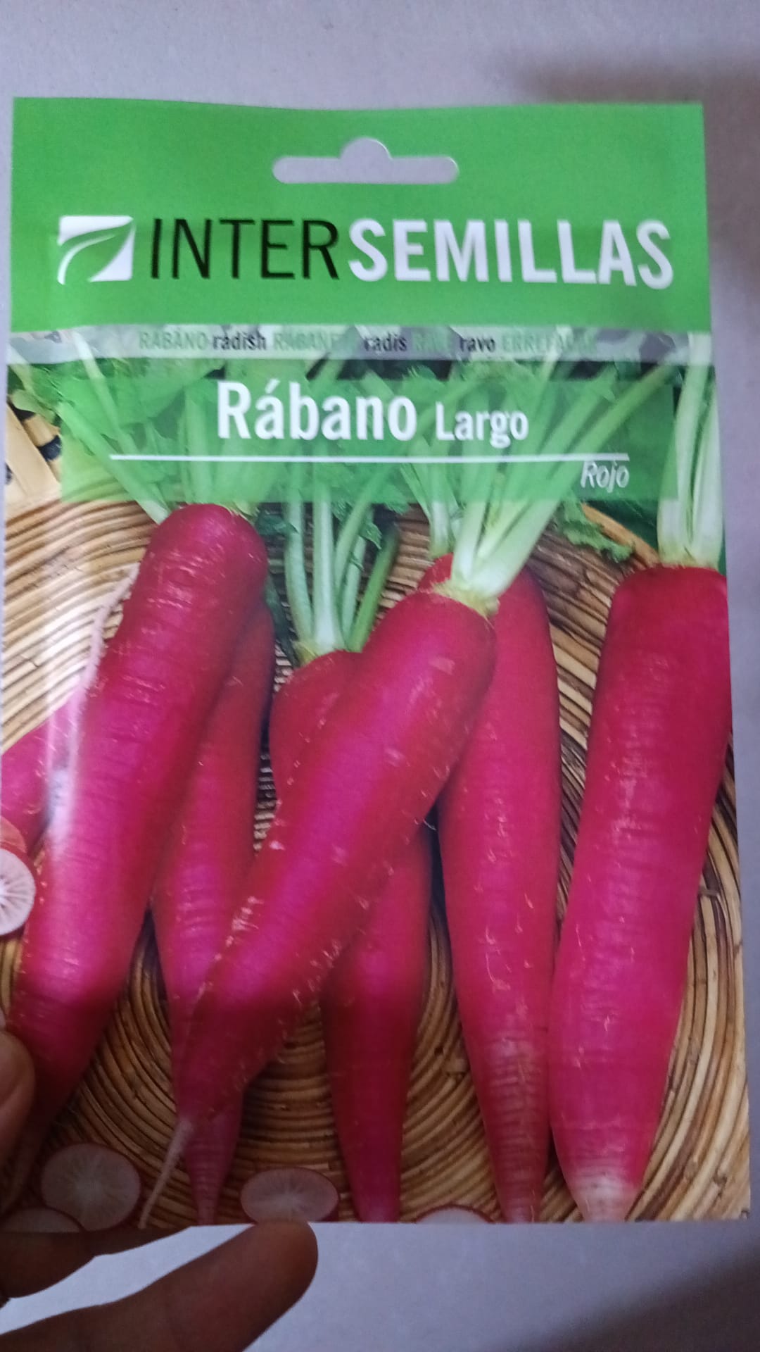 Sobre De Semillas De Rabano Largo