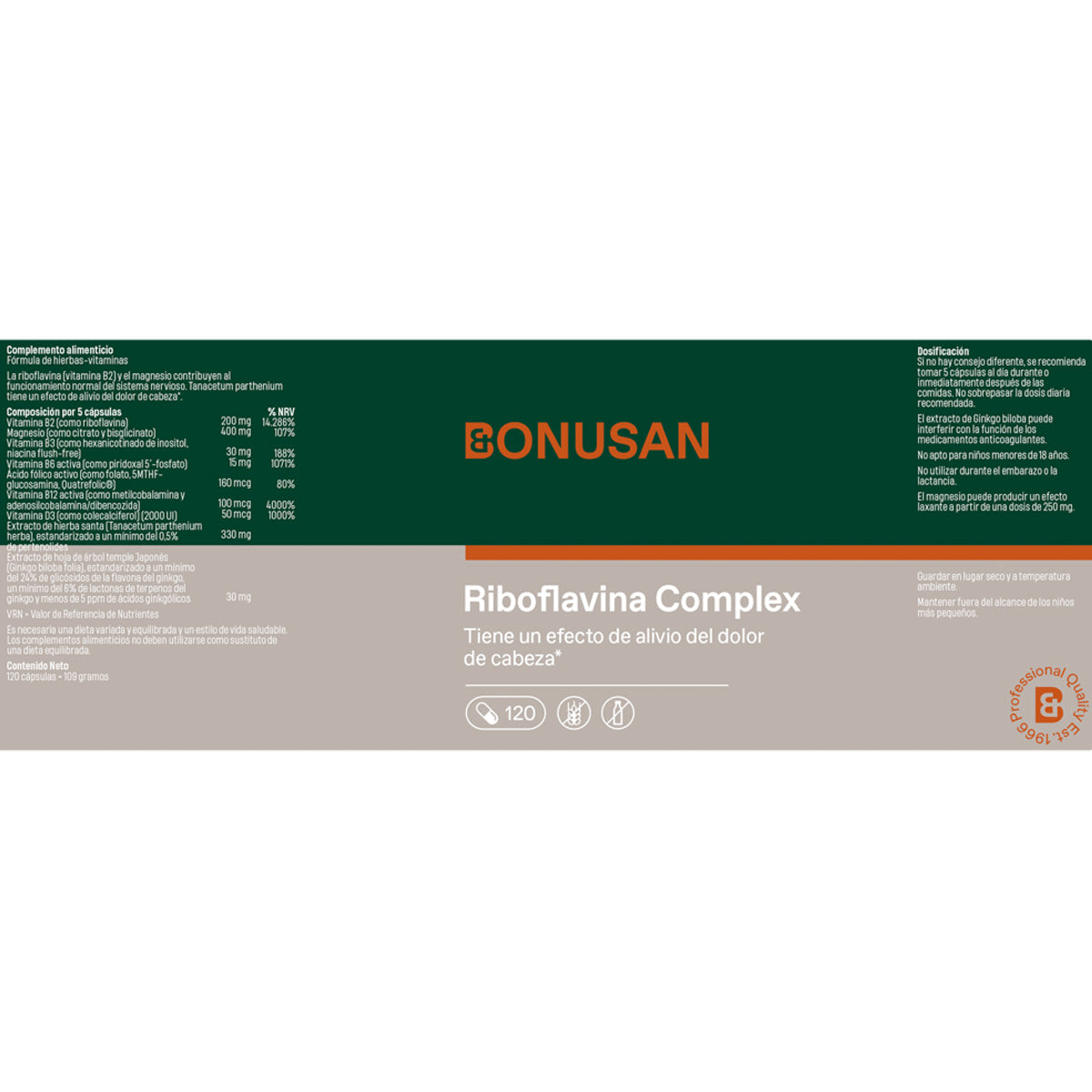 Bonusan Riboflavina Complex 120 cápsulas