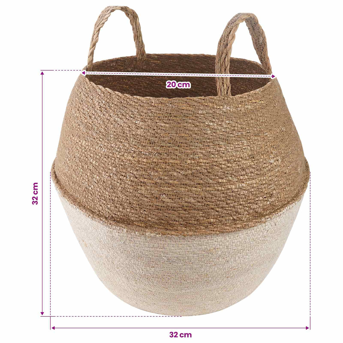 Maceta Con Asas 2 Uds. Blanco Ø 32 X 32 Cm 100% Hierba Marina_5