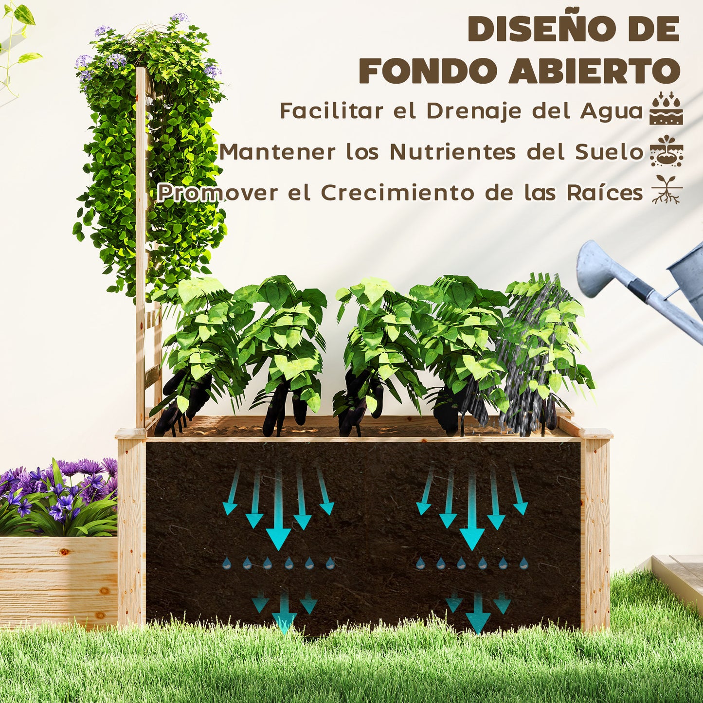 Outsunny Jardinera Exterior Grande De Madera_5