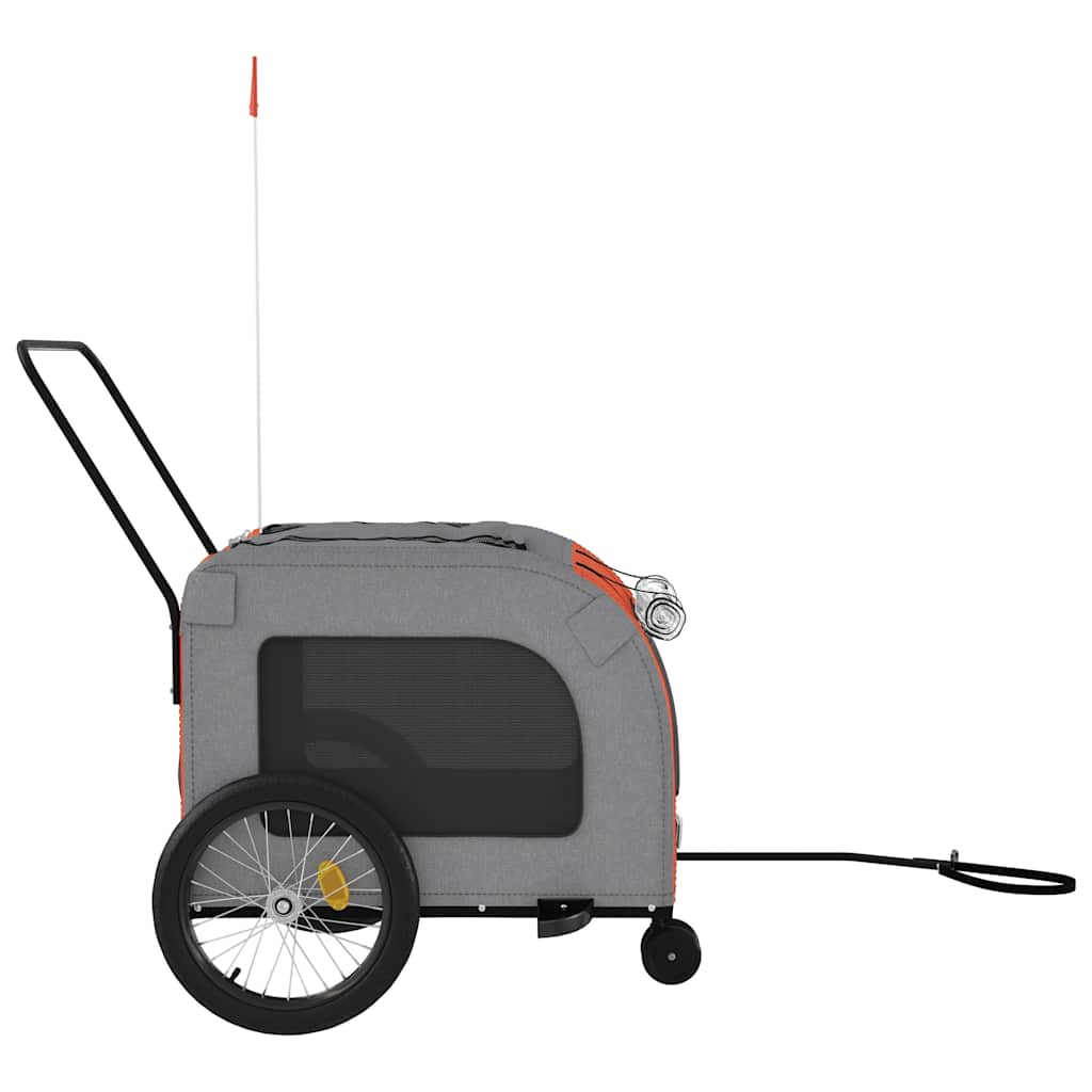 Remolque De Bicicleta Mascotas Hierro Tela Oxford Naranja Gris_5