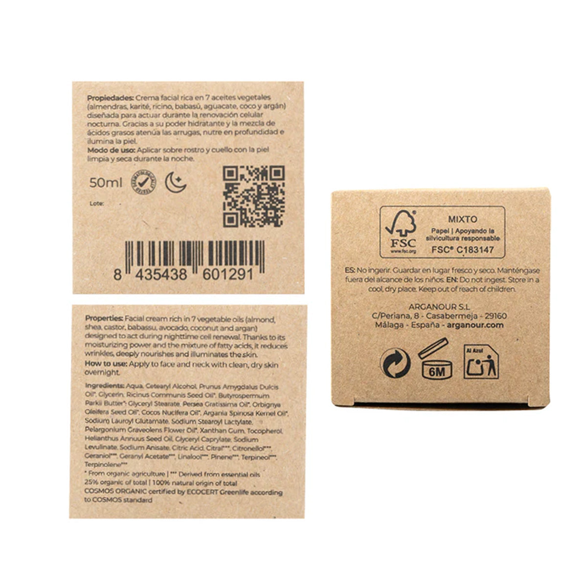 Crema facial argan noche Arganour BIO 50 ml