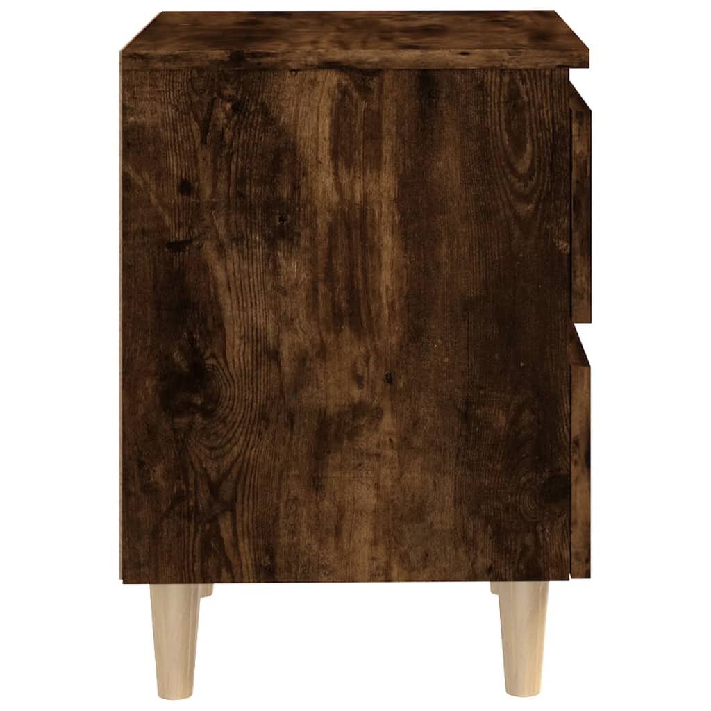 Mesita De Noche Patas Madera Maciza Roble Ahumado 40x35x50 Cm_4