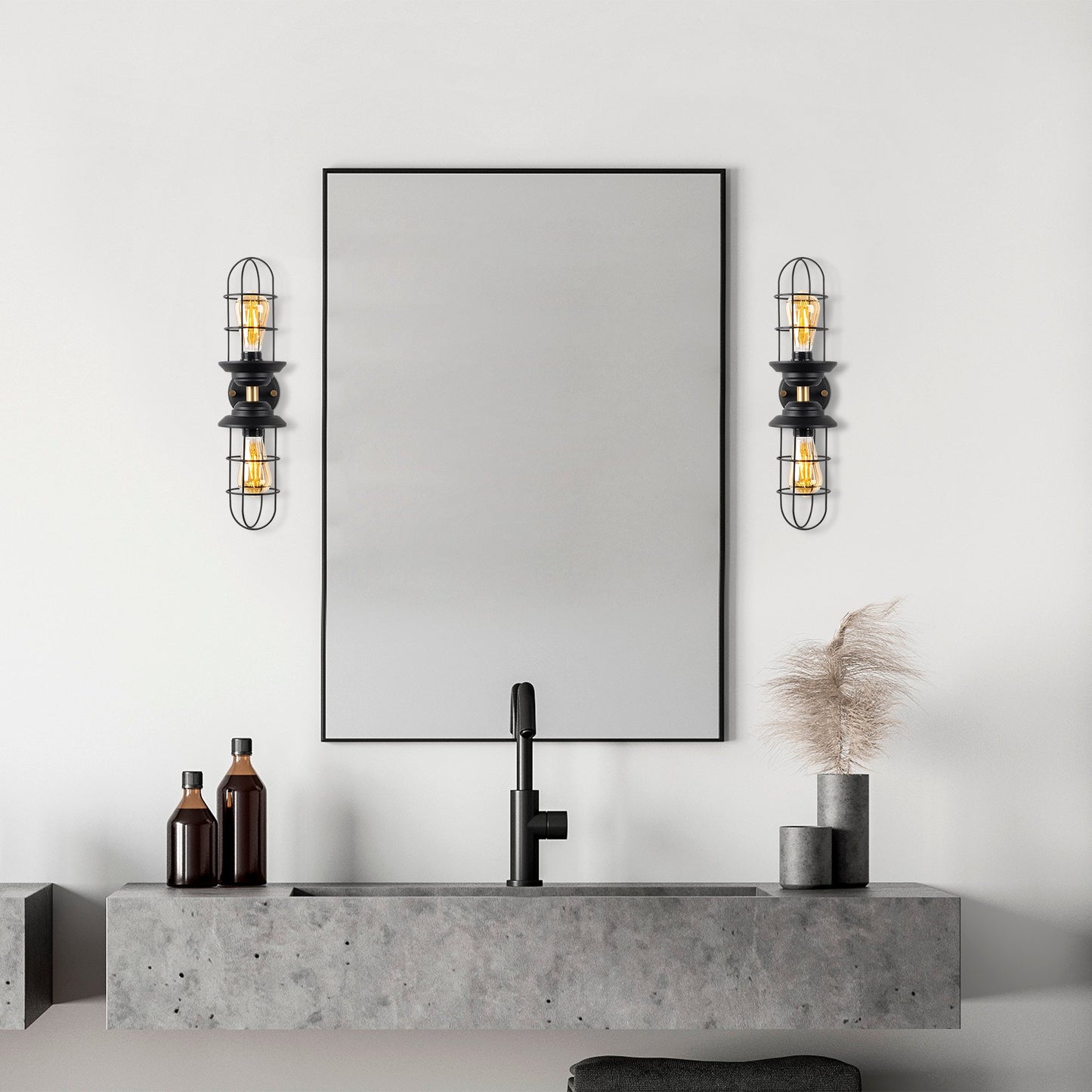 Aplique De Pared, Metal , Negro, 12x20x51, Casquillo 2 X E27 Max 40 W_5