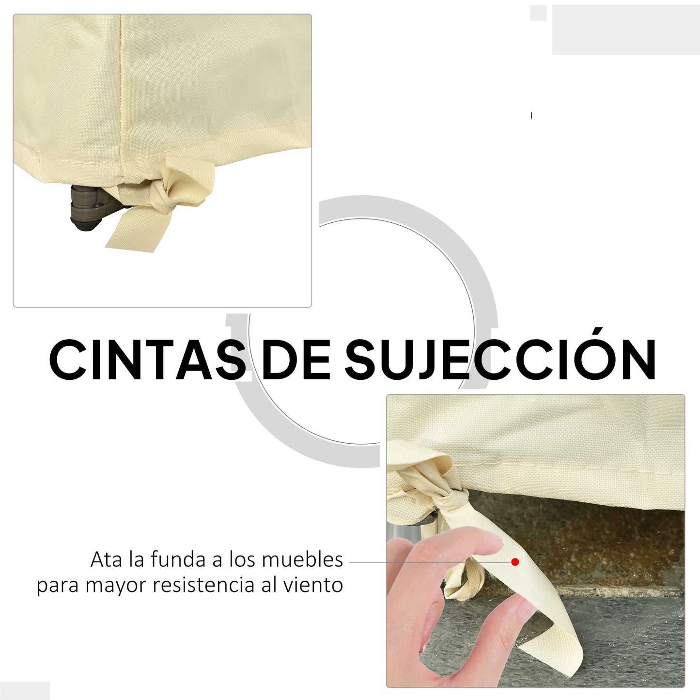 Outsunny Funda Protectora Banco 2 Plazas 140x84x56/94 Cm Tela Oxford 600d Crema_5