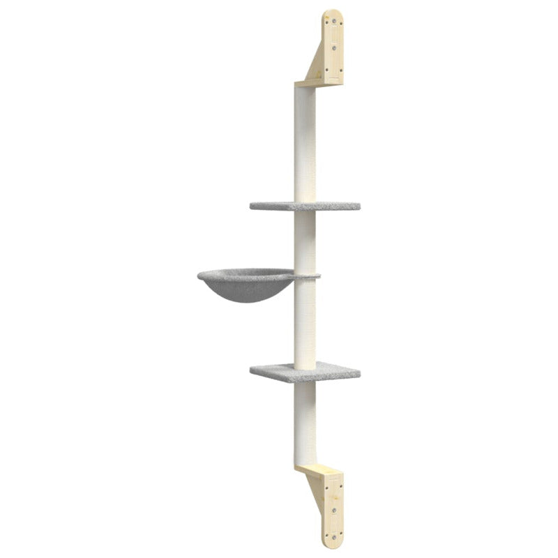 Vidaxl Árbol Rascador Para Gatos De Pared Gris Claro 142,5 Cm_5