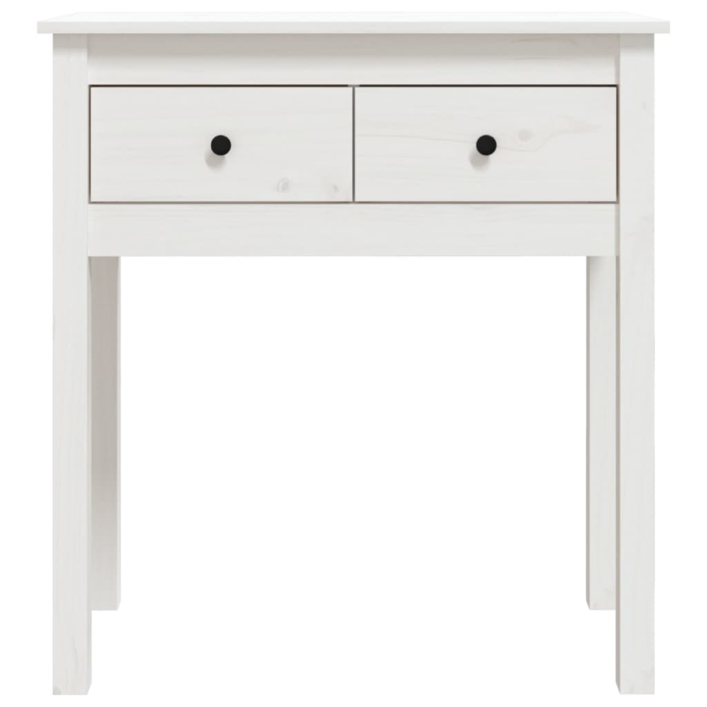 Mesa Consola De Madera Maciza De Pino Blanco 70x35x75 Cm_4