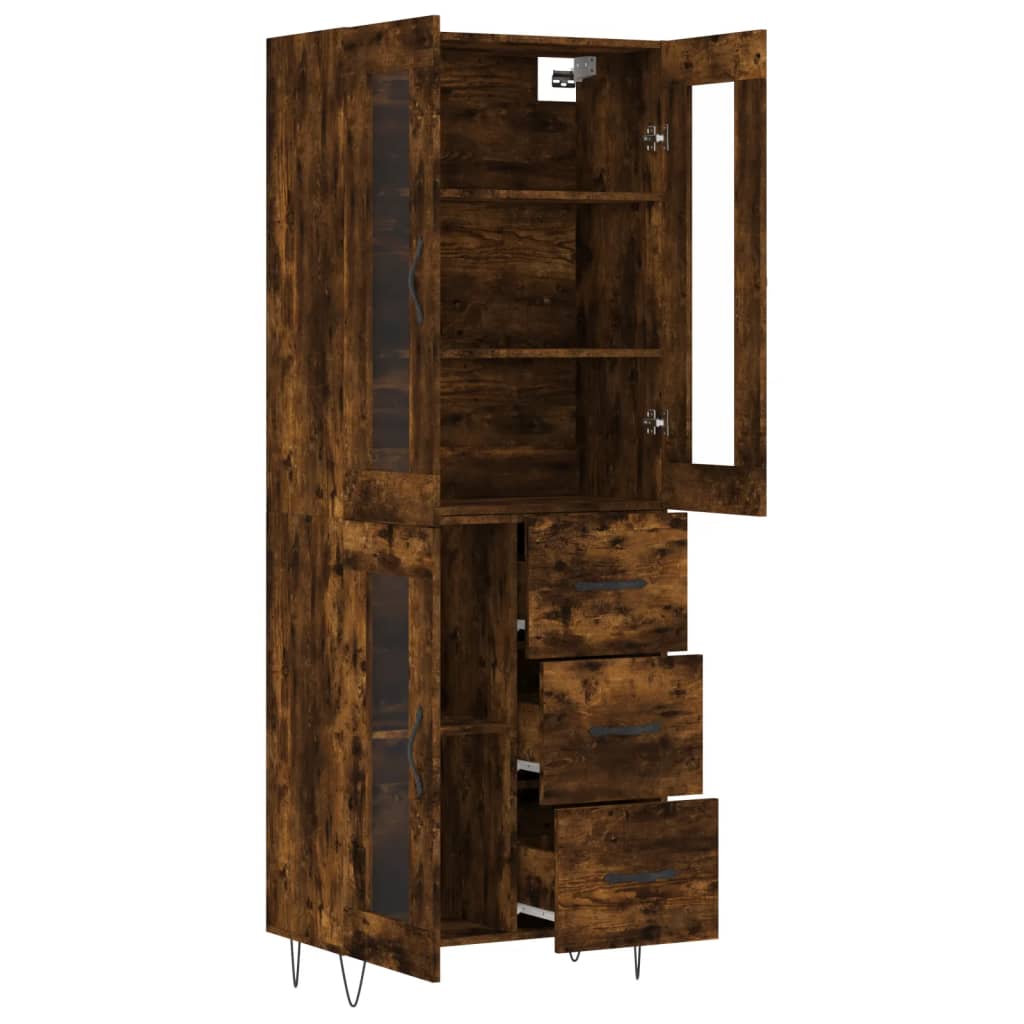 Aparador Alto Madera Contrachapada Roble Ahumado 69,5x34x180 Cm_3