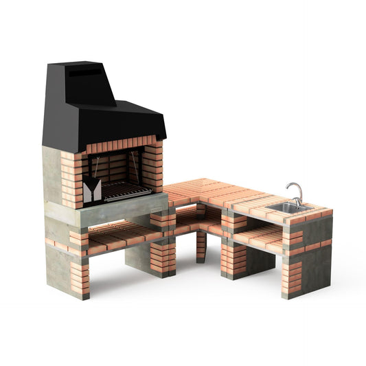 Cocina de exterior  California Plus XL esquina con barbacoa y fregadero Movelar