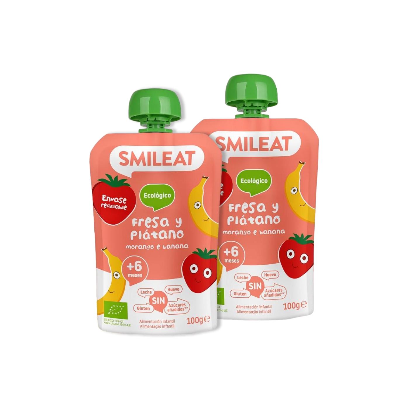 Pack 2x Pouches ECO fresa y plátano Smileat 100 g