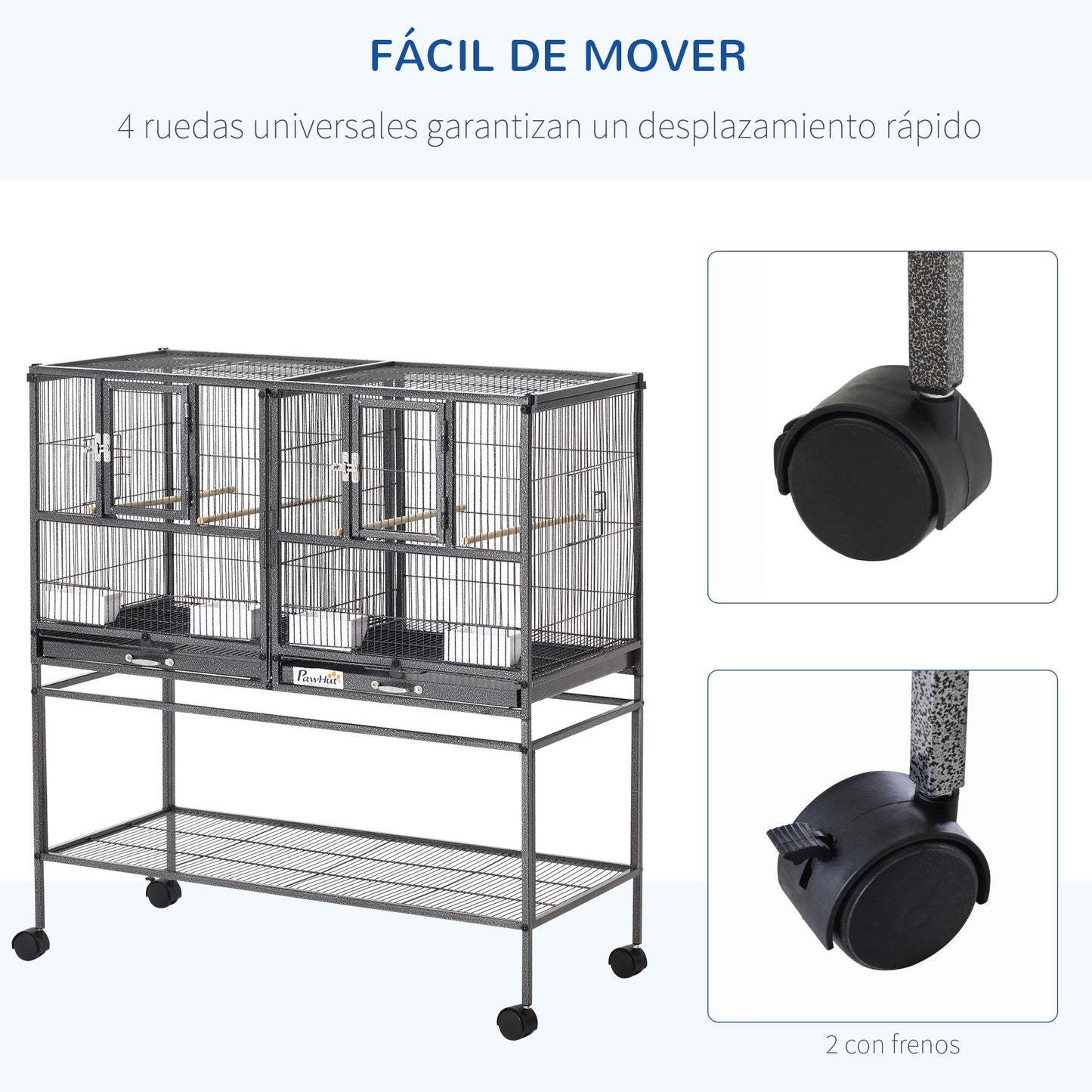 Pawhut Jaula Para Pájaros Pequeños Con 2 Bandejas 4 Comederos 4 Perchas_5