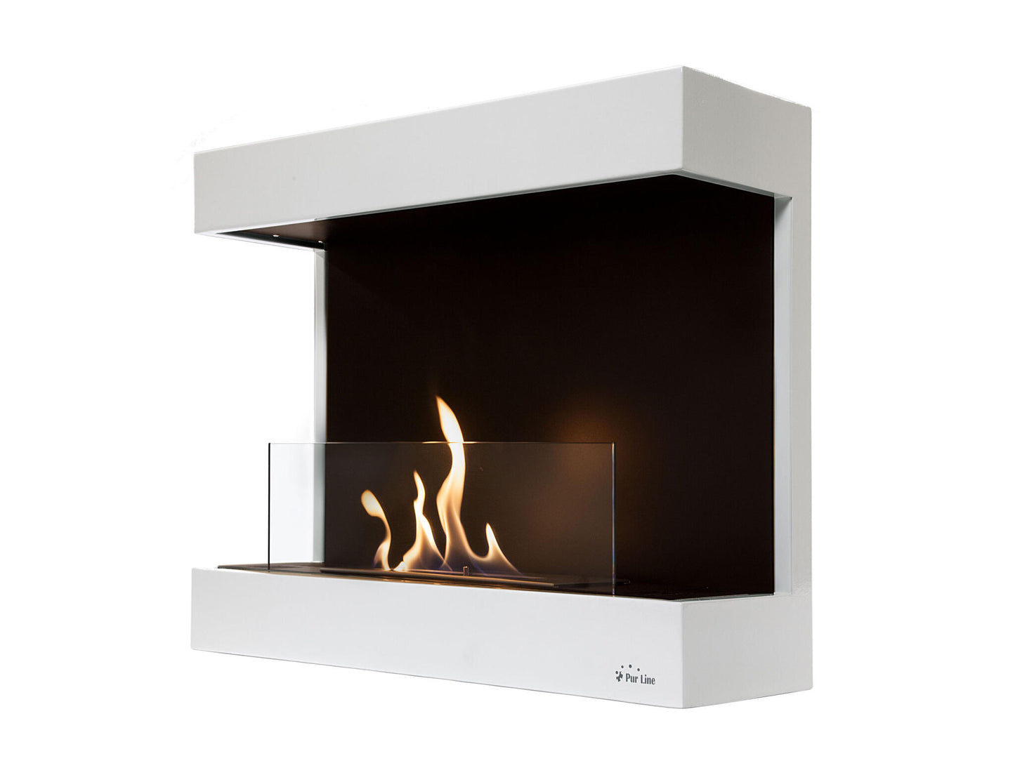 Chimenea De Etanol Mural En Acero Blanco Y Cristal Templado Nemesis Purline_0