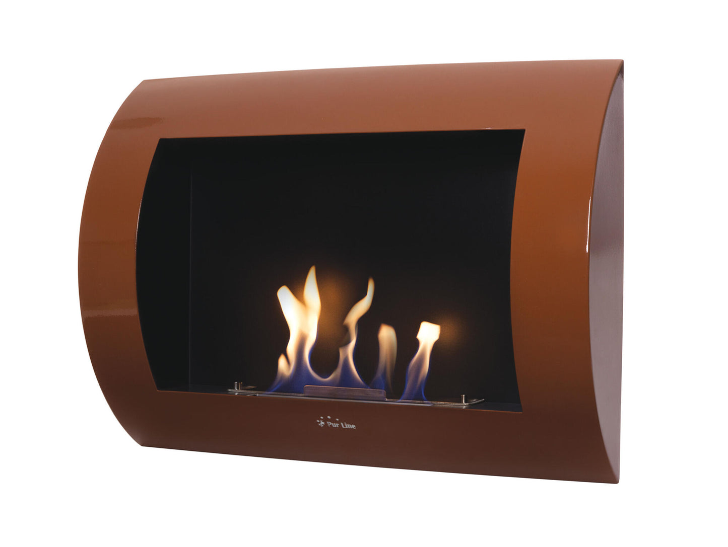 Chimenea De Etanol Mural En Acero Lacado Marrón Inox-clasic Br Purline_0