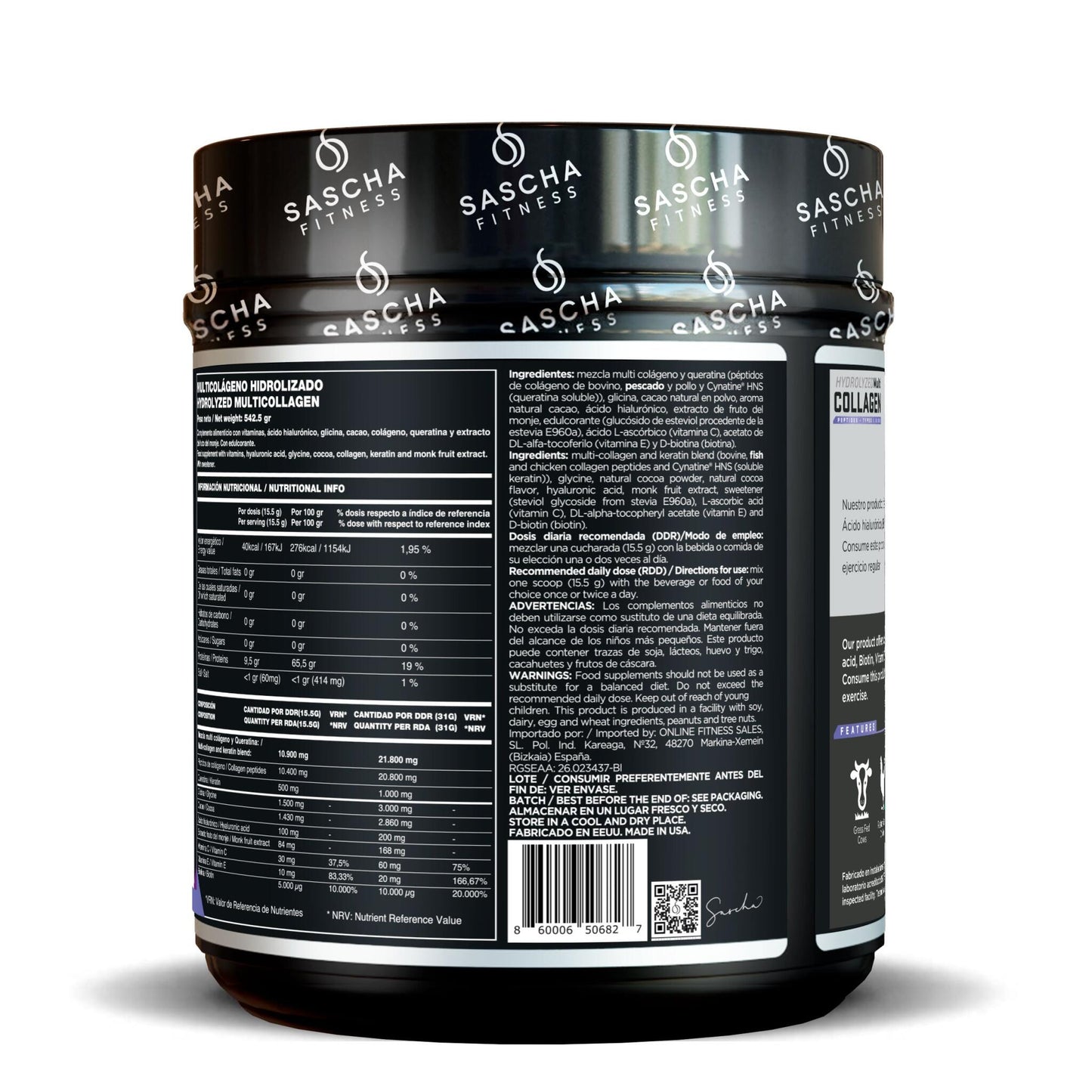 Colágeno Multi Hidrolizado Sabor Chocolate - Sascha Fitness España_3