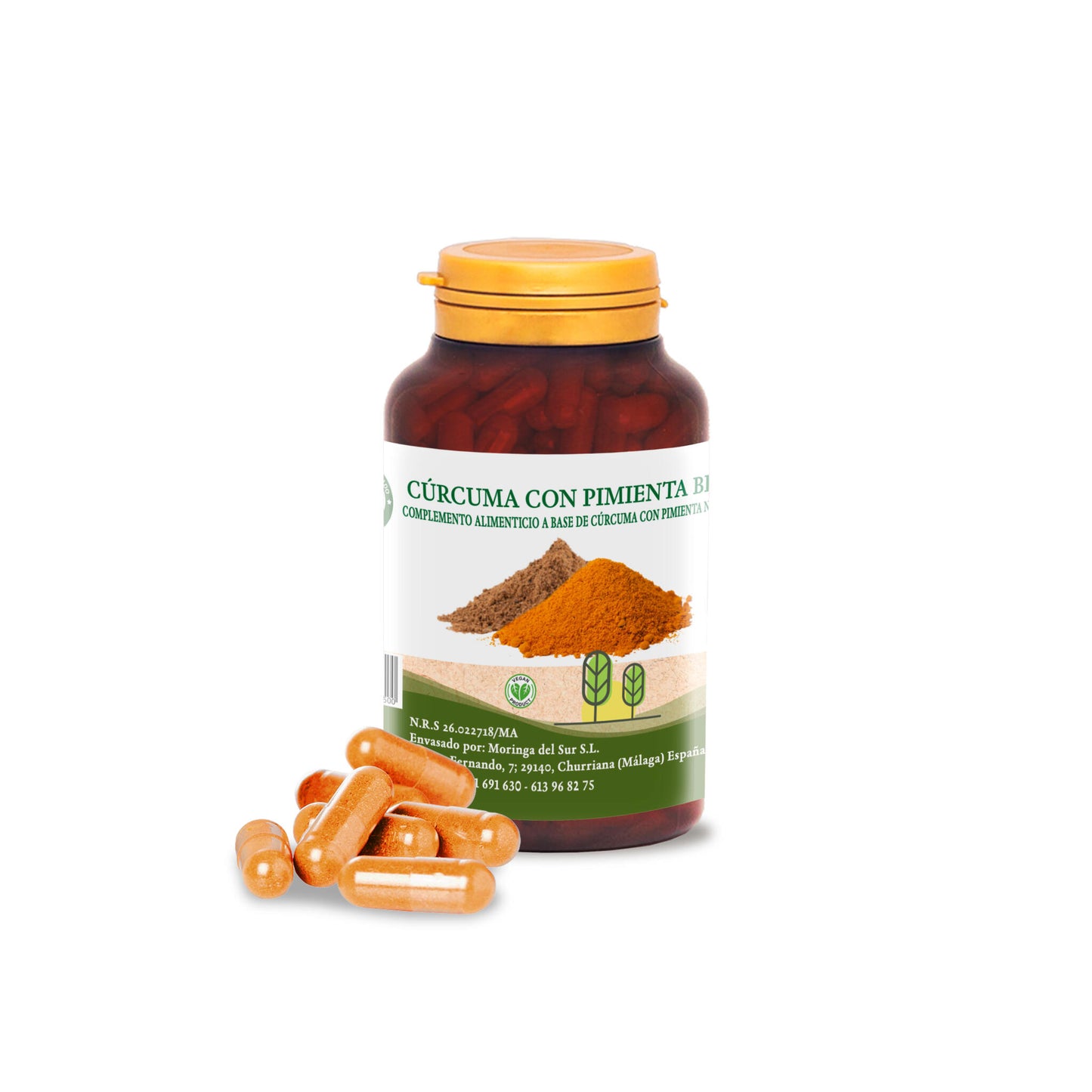 Cúrcuma Con Pimienta Bio, 180 Cápsulas_0