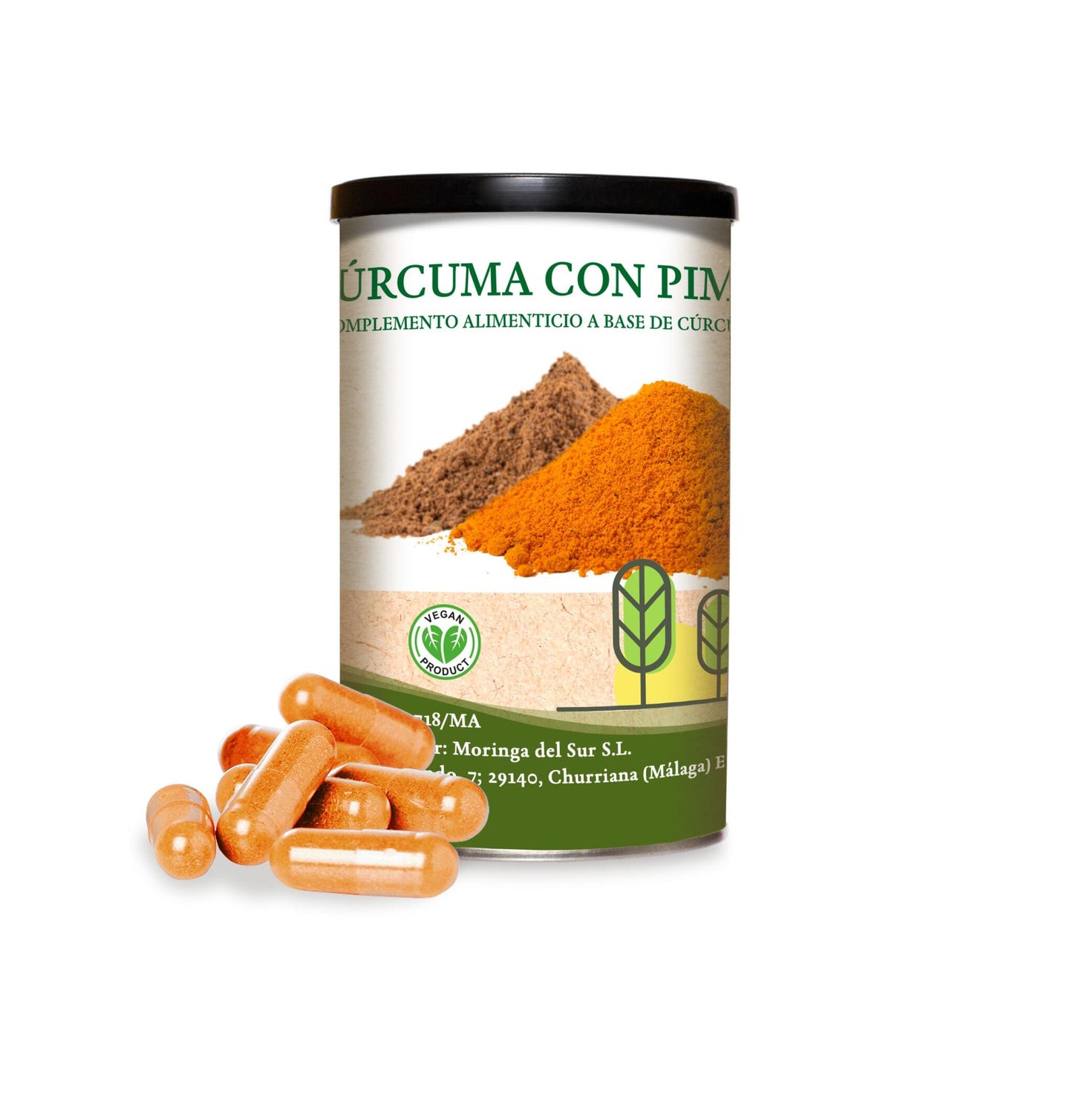 Cúrcuma con pimienta BIO Moringa del Sur 300 cápsulas_0