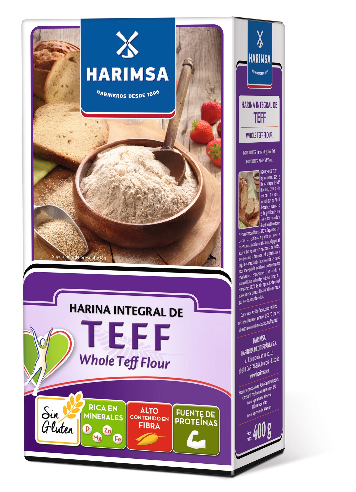 Harina Integral De Teff, Sin Gluten, Fuente De Proteínas, Alto Contenido En Fibra, Rica En Minerales 400 G Harimsa_0