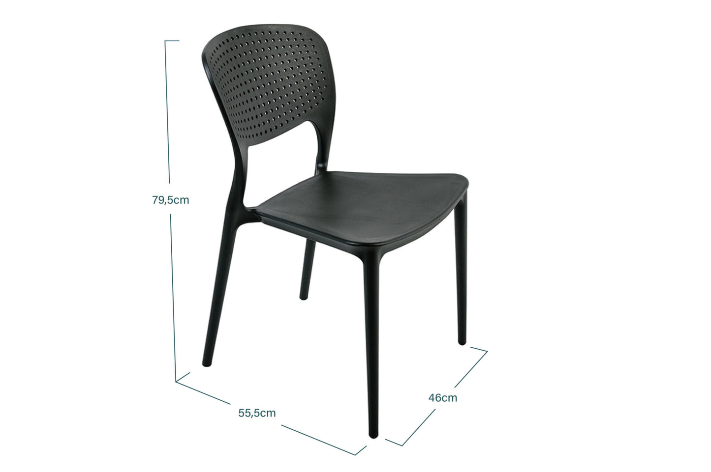 Juego De 4 Sillas Apilables De Polipropileno Negro - Muebles De Jardín - 46x51xh79.5cm_5