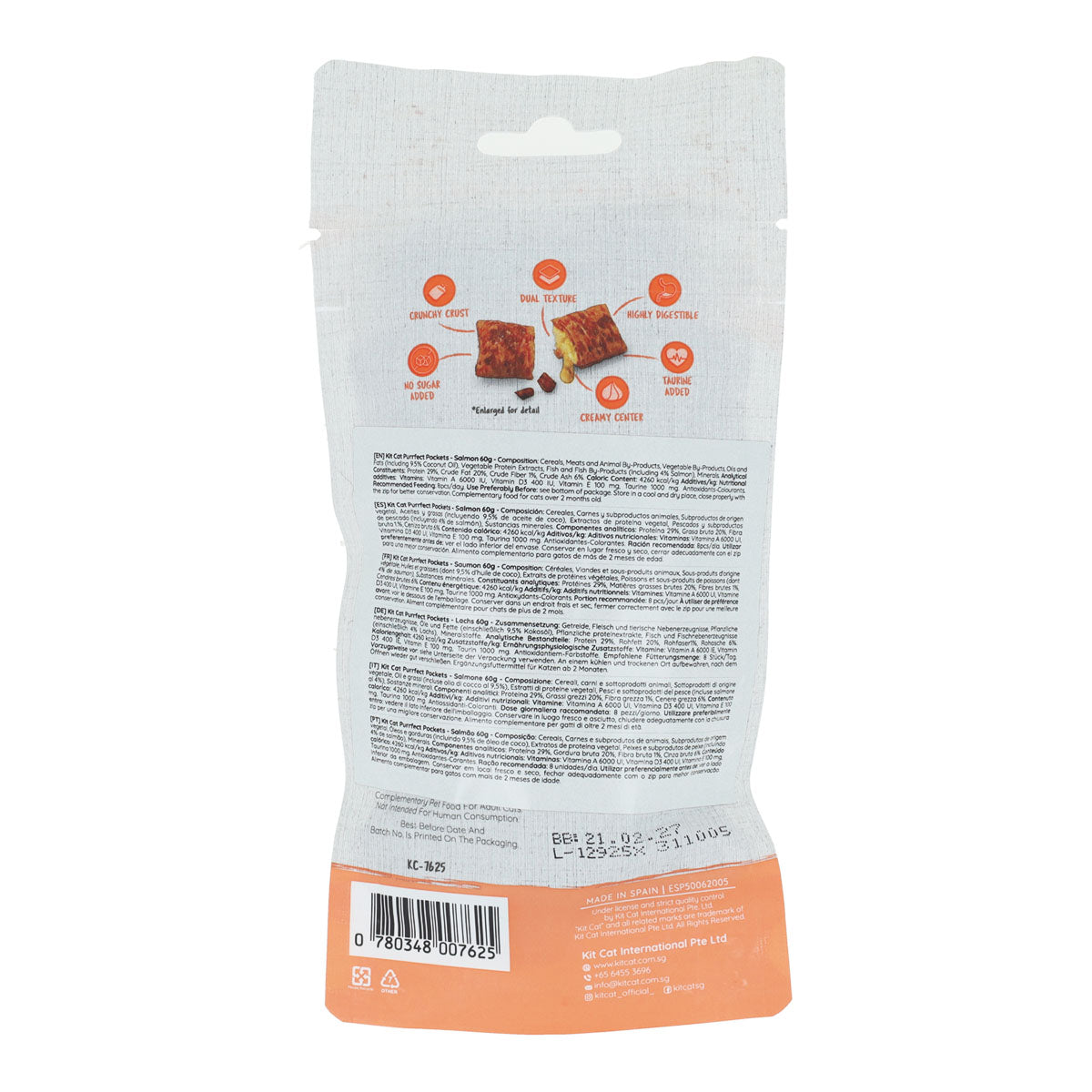 Kit Cat Purrfect Pockets - Salmón 60 g Snack para gatos