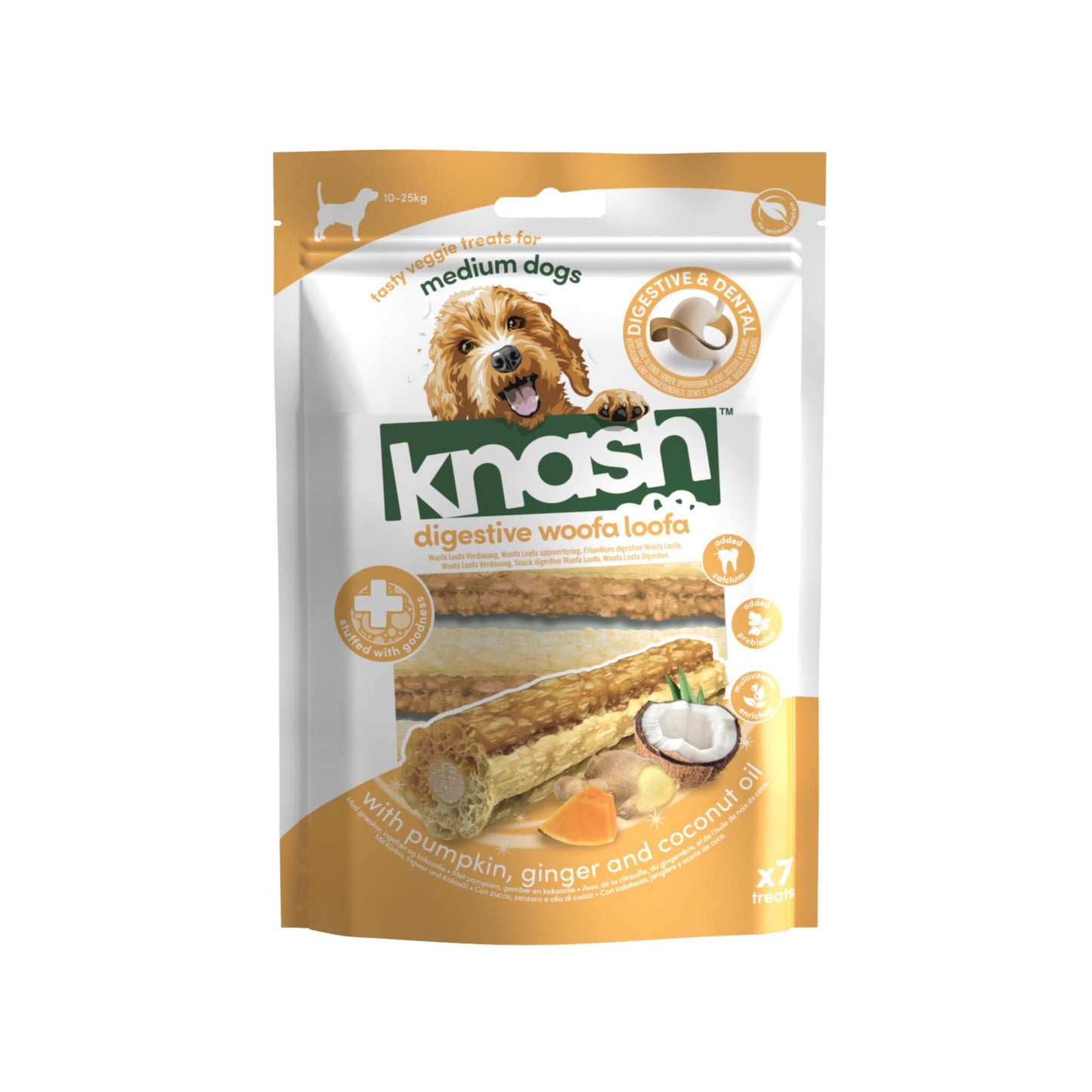 Knash Snack Digestive De Calabaza, Jengibre Y Coco Perro M 2 Boslas X 7 Uds_2