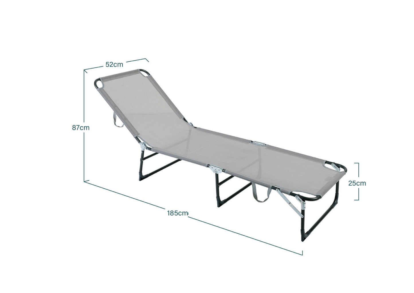 Lote De 2 Tumbonas Plegables, Tumbonas Texaline Y Acero Gris Con Asa De Transporte 185x52xh87cm- Tumbona, Tumbona Y Hamaca_5