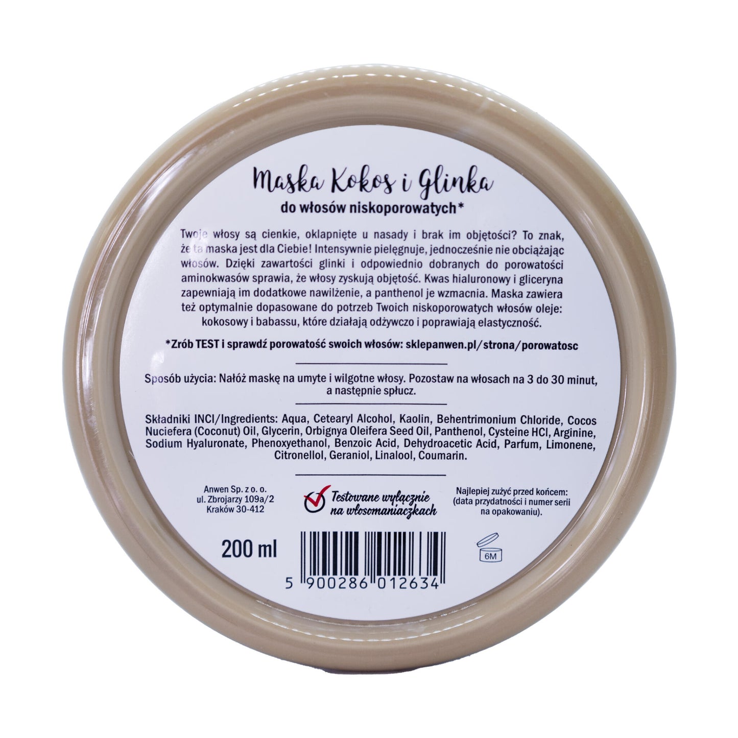 Mascarilla Capilar Porosidad Baja Coconut & Clay Anwen 200ml_1