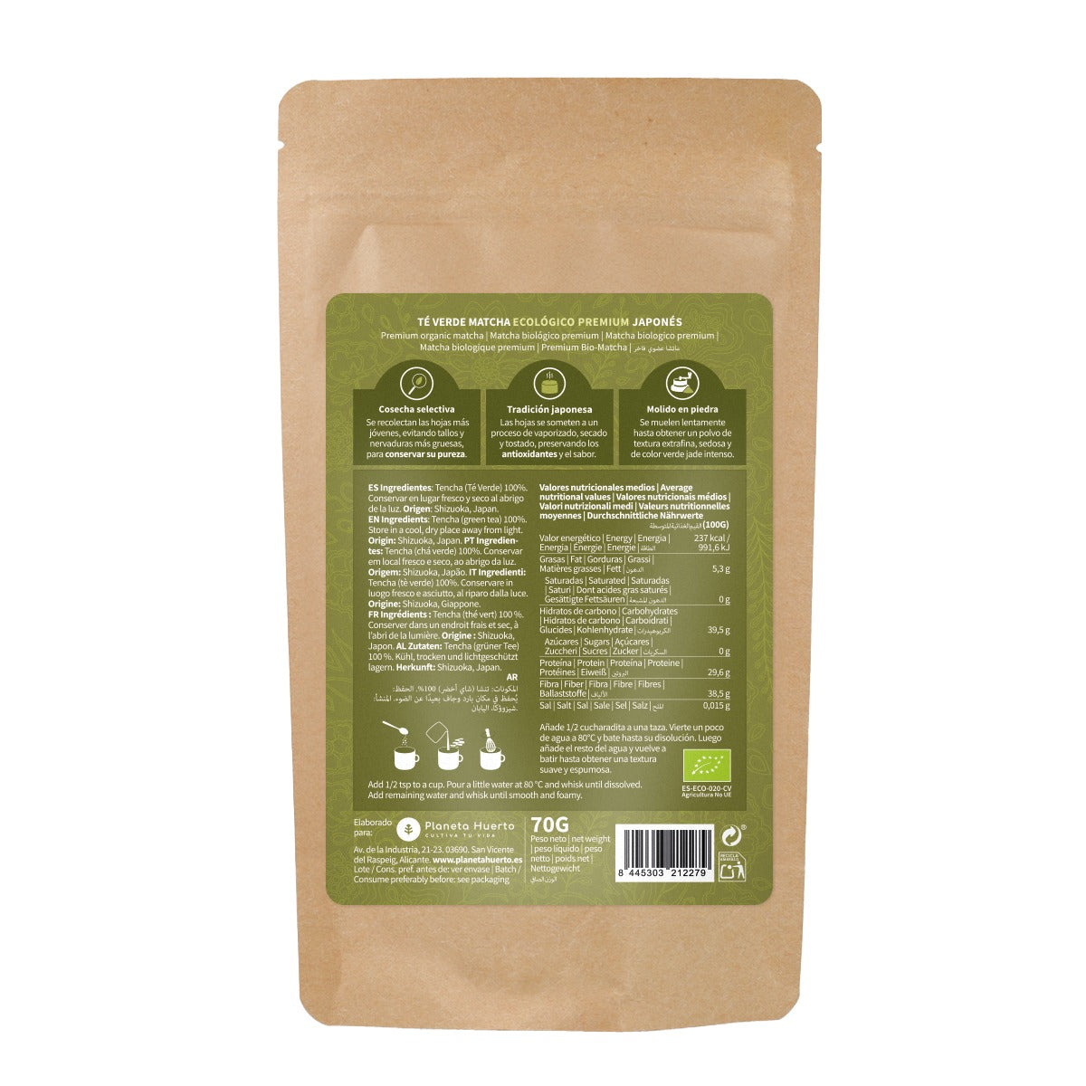 Matcha Japonés Premium Planeta Huerto 70 g