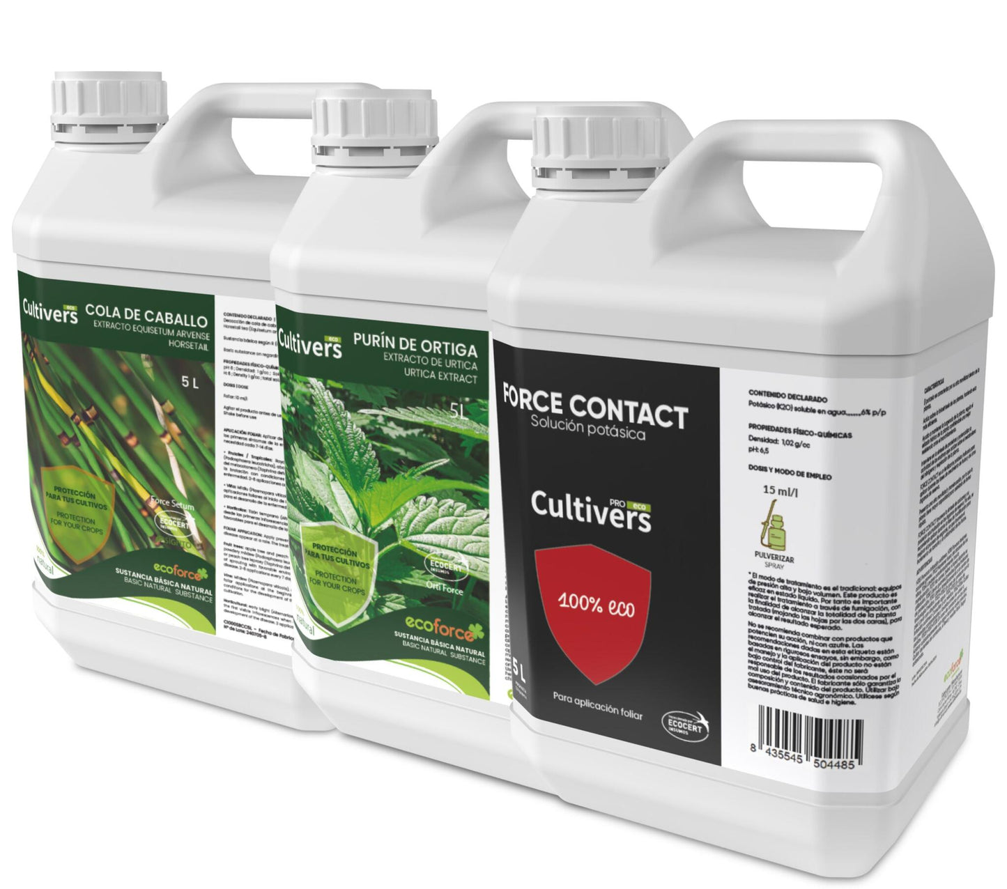 Pack Cola De Caballo, Purín De Ortiga Y Jabón Potásico Cultivers 1 L_1