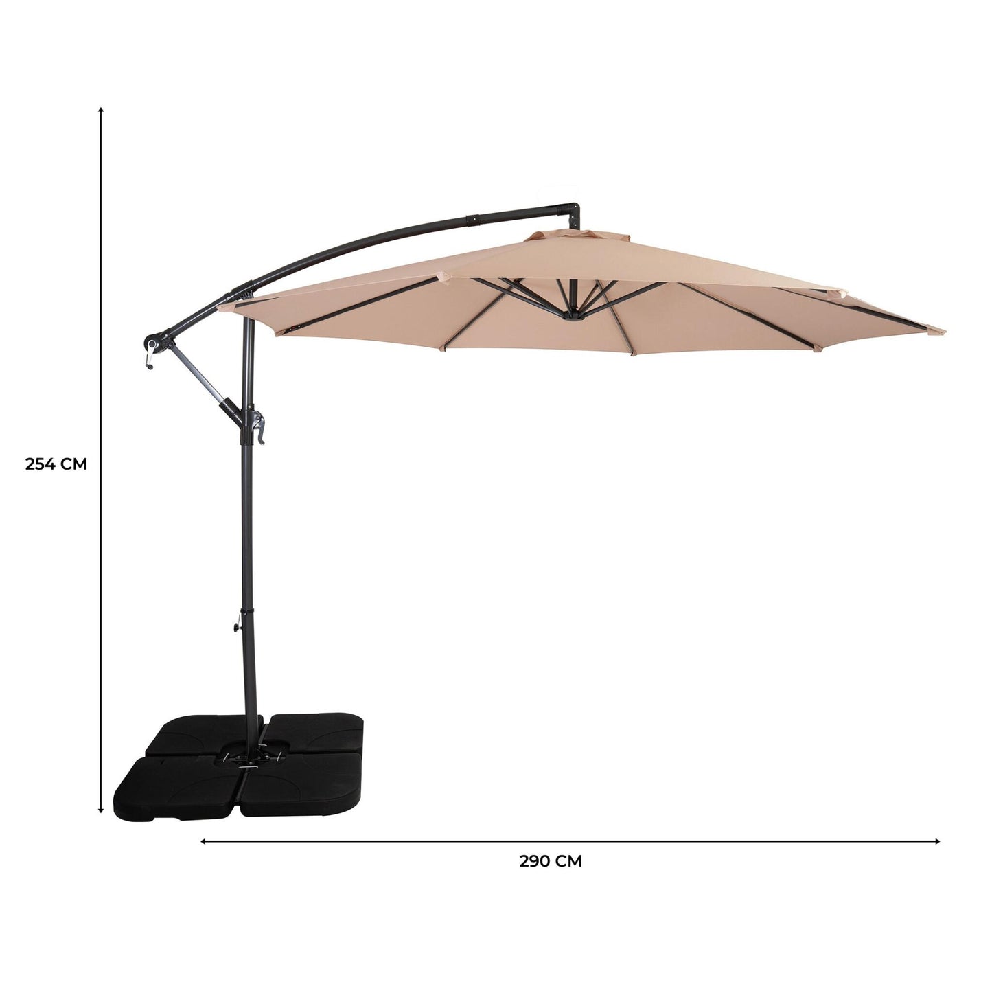 Parasol Excéntrico De 3 M Con Base Cuadrada – Beige_4