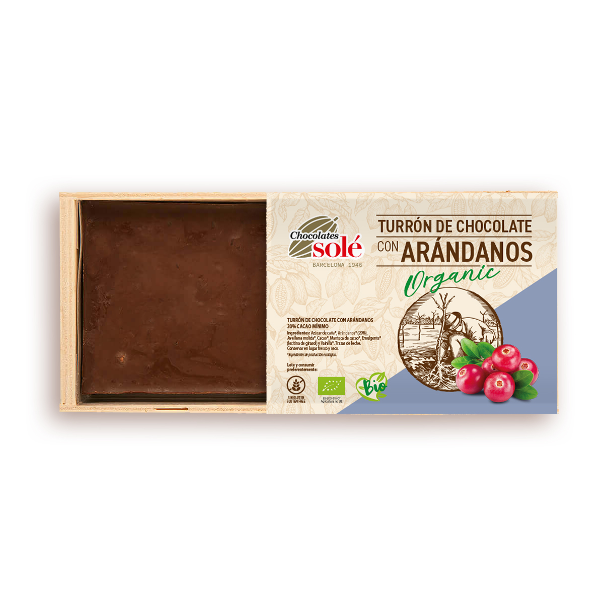Turrón de Chocolate con Arándanos Eco Solé 200g