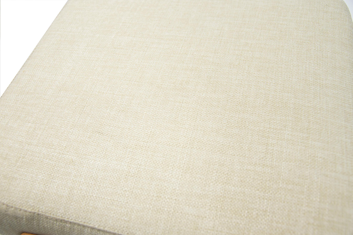 Taburete Tela Beige Escandinavo Roble Pata De Madera 35x35x40cm - Muebles De Sala_3