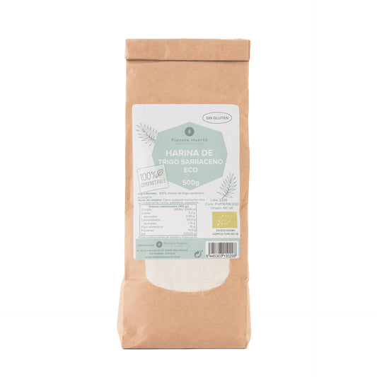 Harina de Trigo Sarraceno ECO, Sin Gluten, Planeta Huerto, 500 g