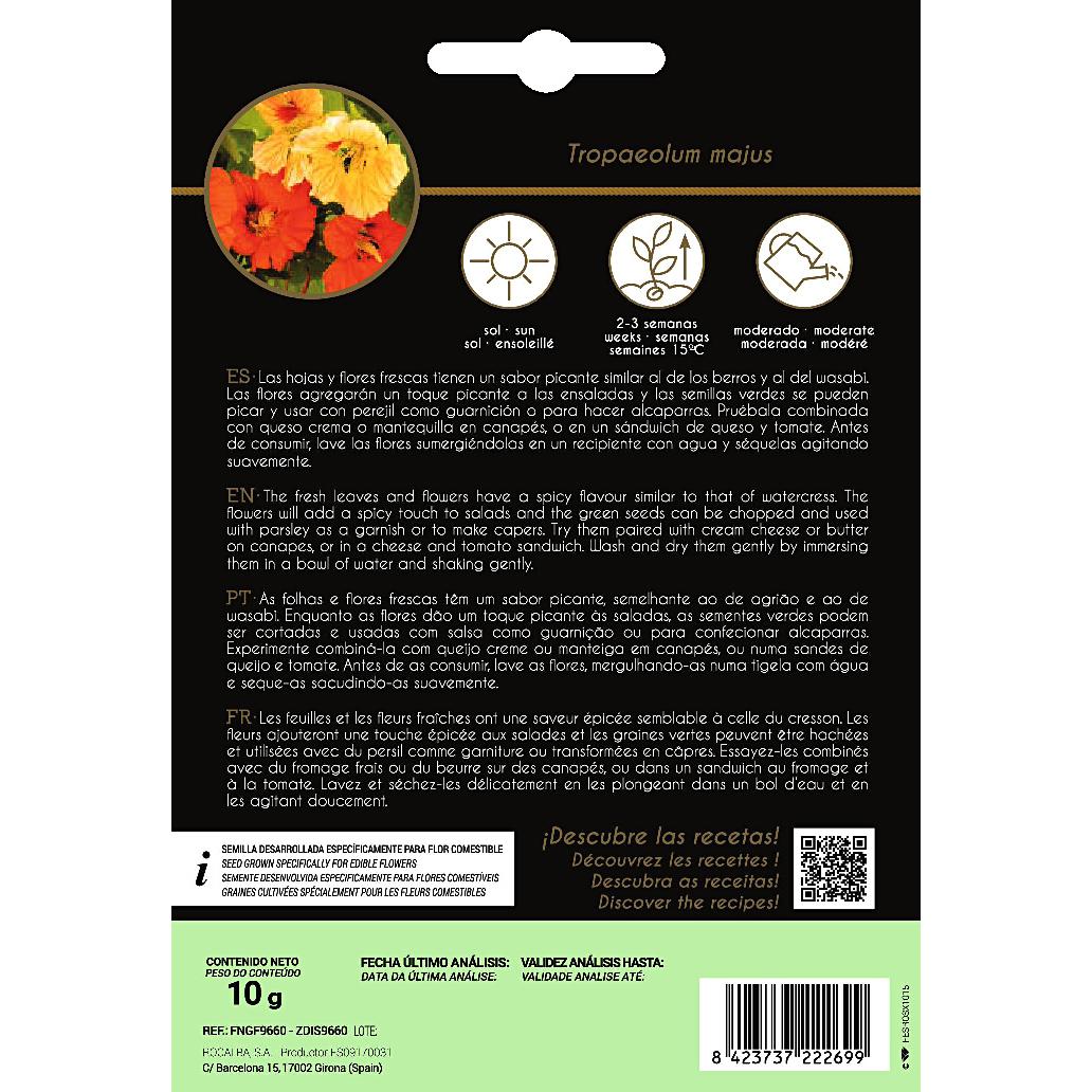 Semillas de flores comestibles de Capuchina Rocalba